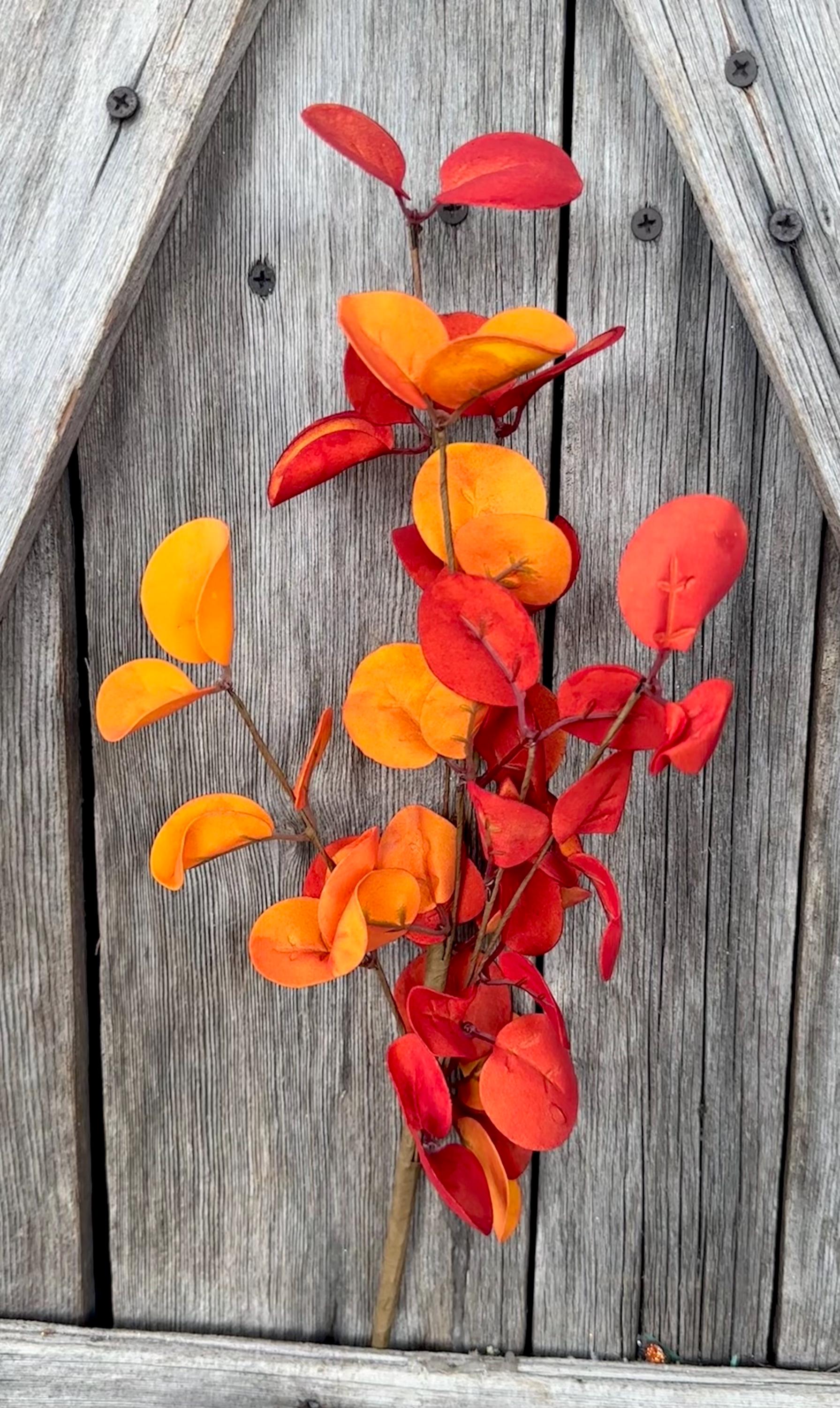 Orange Leaves Silver Dollar Mix , Wreath Supply, Floral