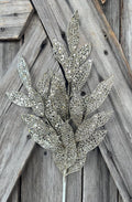 Glittered Mesh Champayne Bay Leaf Spray , Wreath Supply, Floral
