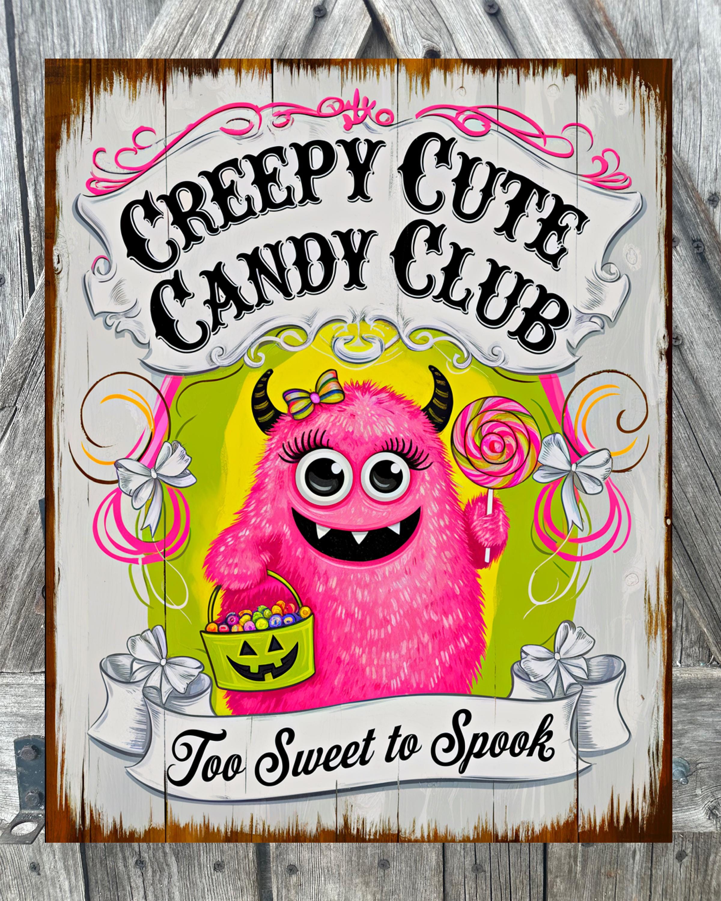 Creepy Cute Candy Club, Halloween Sign, Halloween Decor, Halloween Wall Art