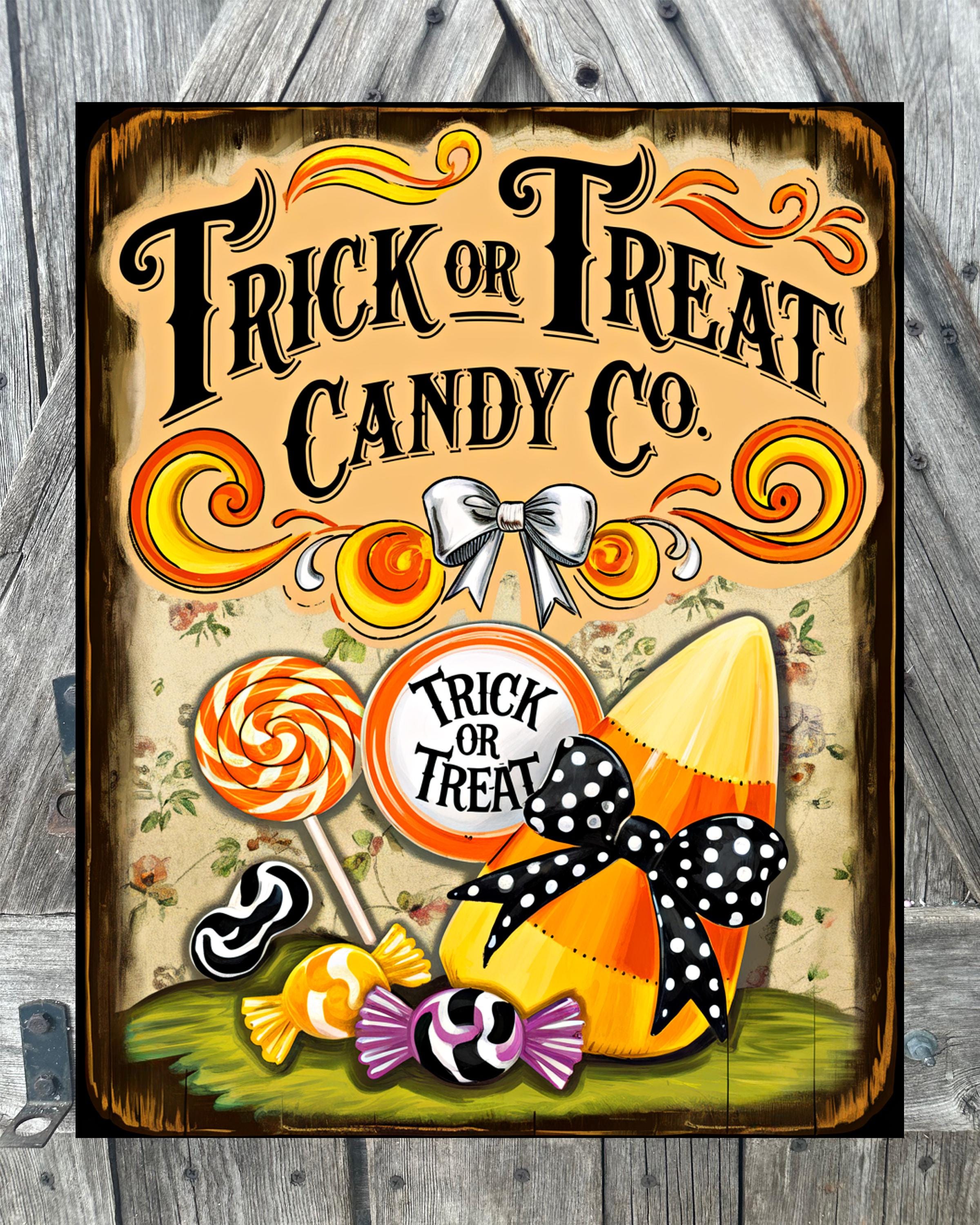 Trick or Treat Candy Co, Halloween Sign, Halloween Decor, Halloween Wall Art