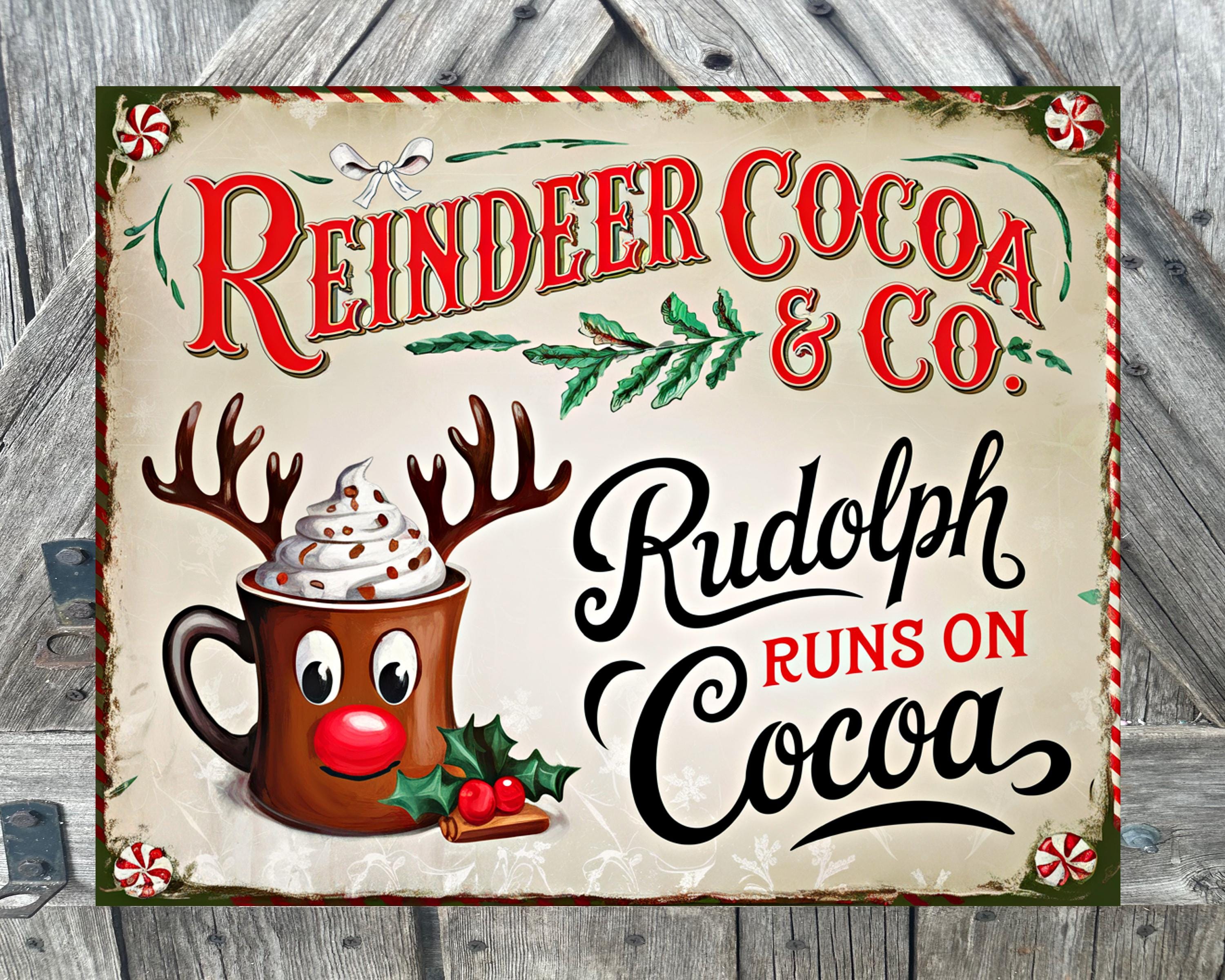 Rudolph Runs On Cocoa, Christmas Sign, Christmas Decor, Christmas Wall Art