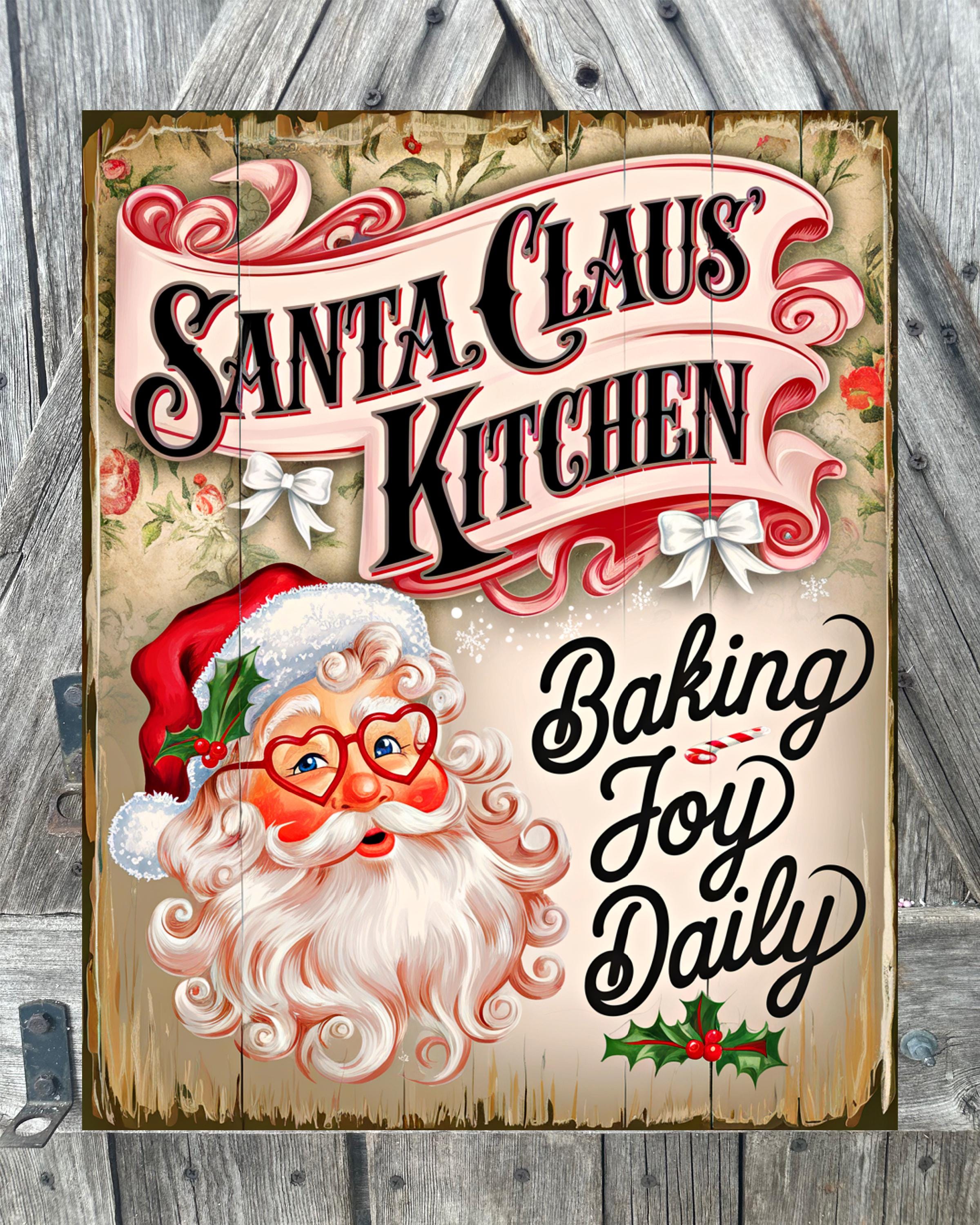 Santa Claus Kitchen, Christmas Sign, Christmas Decor, Christmas Wall Art