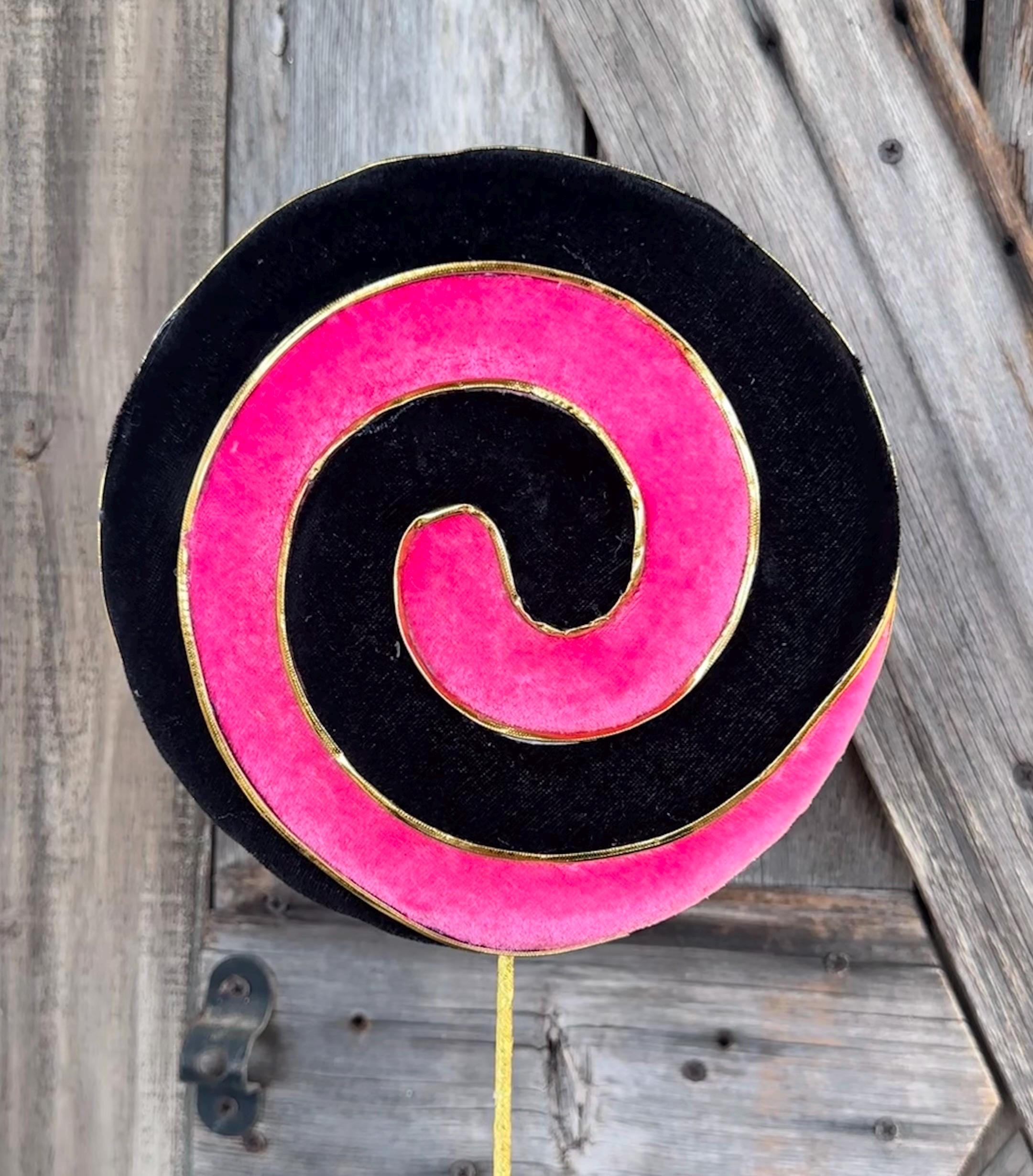 Pink Black Lollipop , 8 Inches Wide