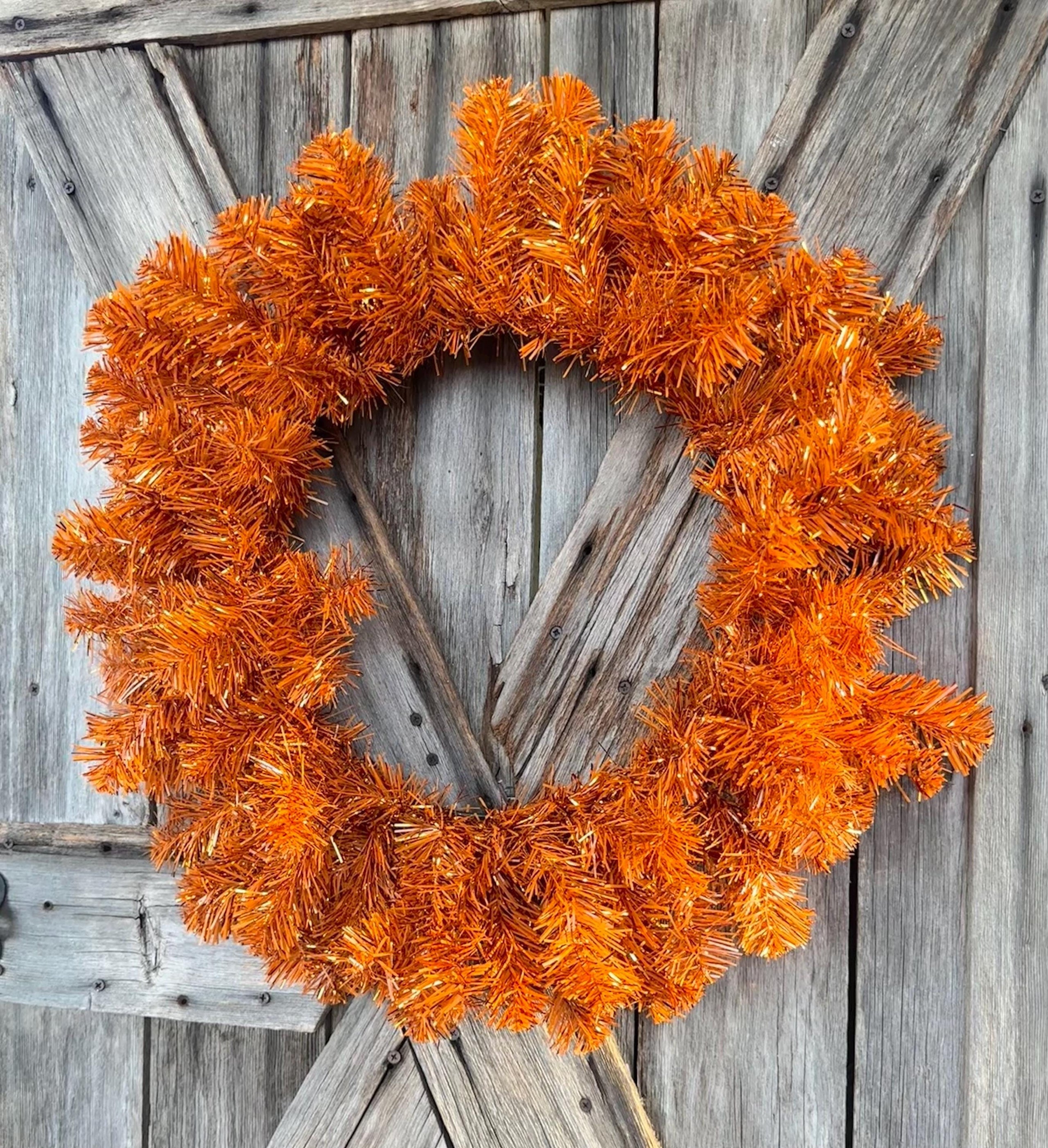 Orange Tinsel Pine Wreath Form 24 Inches