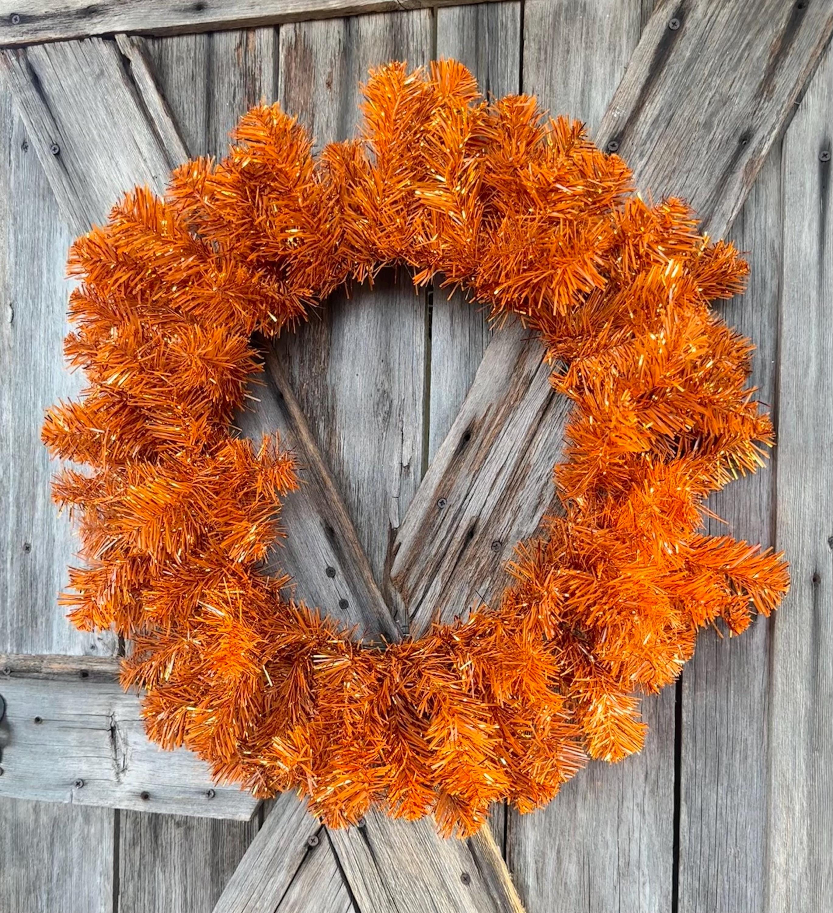 Orange Tinsel Pine Wreath Form 24 Inches