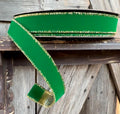 Flocked Green Wired Ribbon 1 Inch, 25 Yards