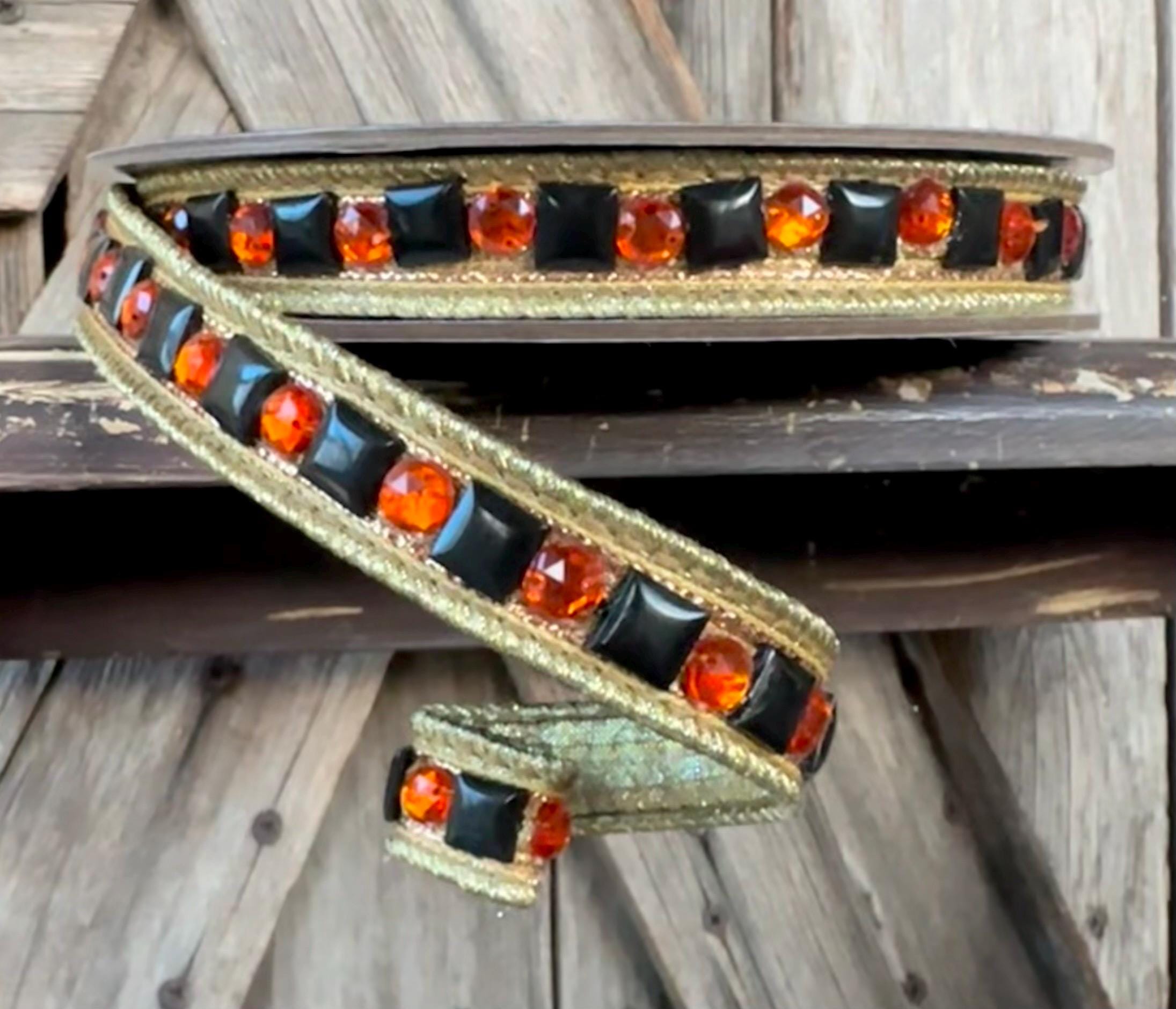 Halloween Jeweled Farrisilk Wired Ribbon 3/4 Inch