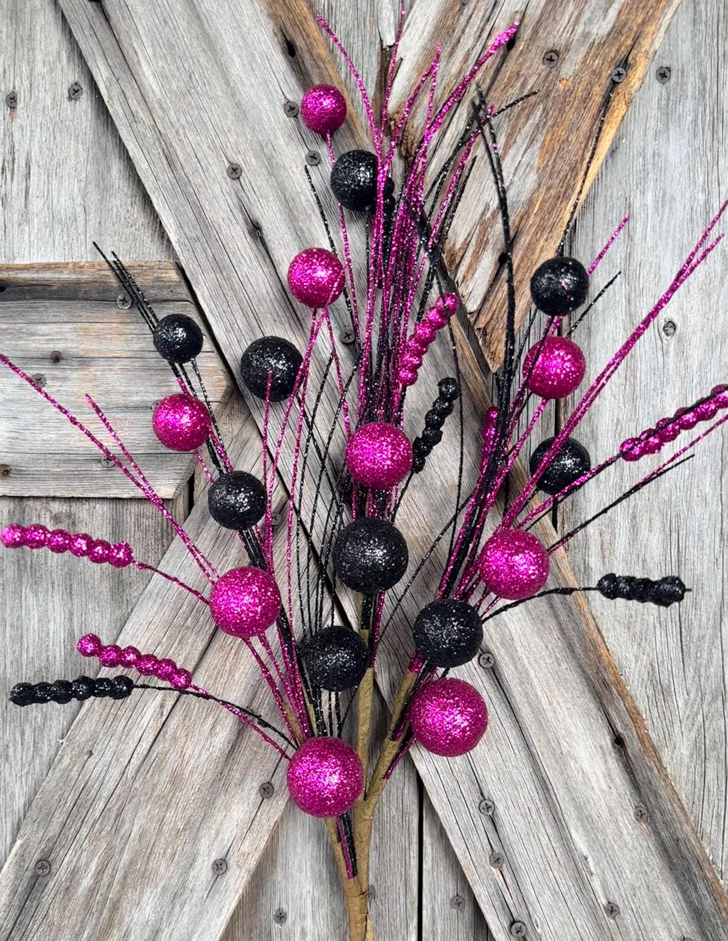 Fushia Black Ball Wispy Spray , Wreath Supply, Floral