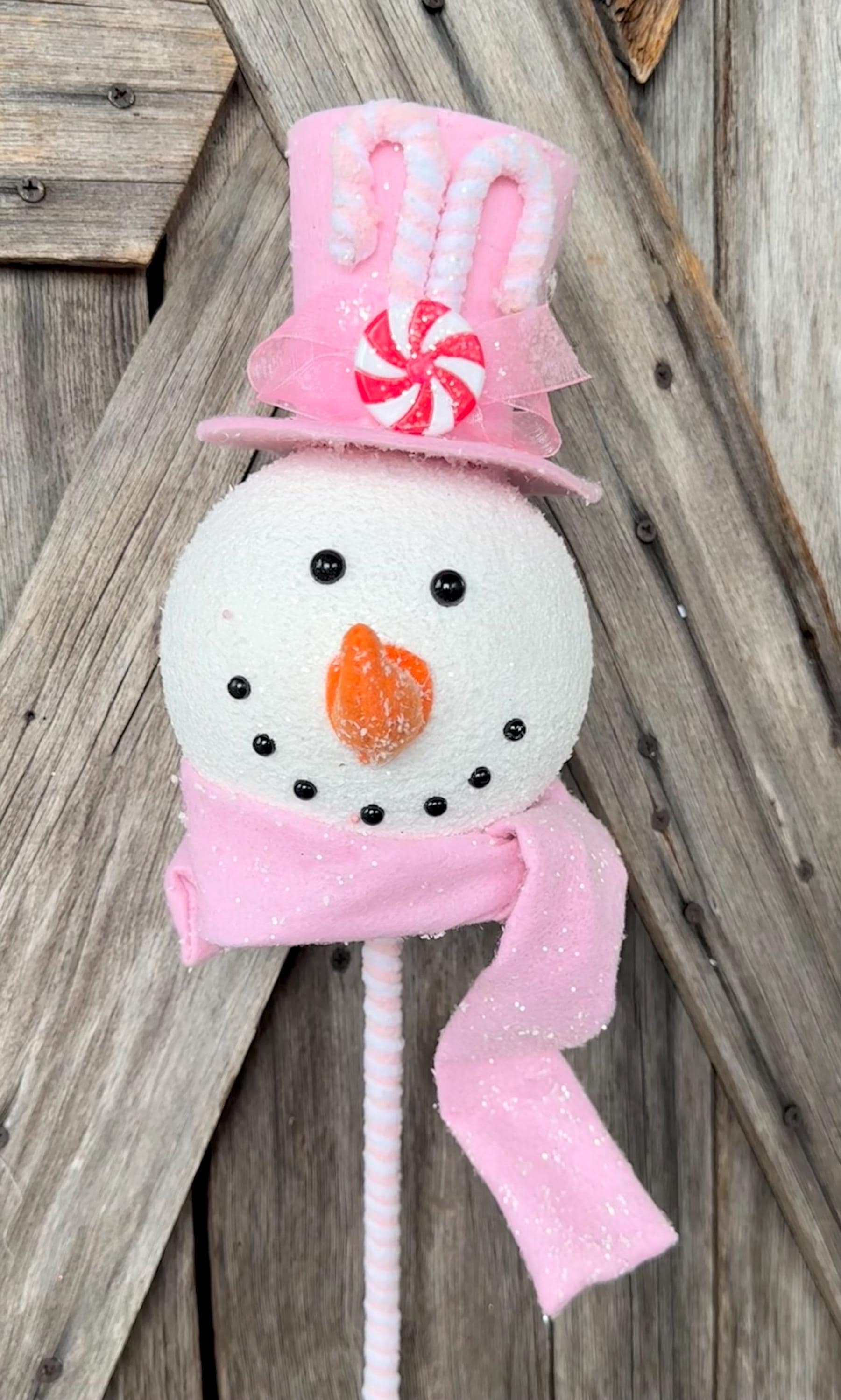 Pink Snowman Stick, 26 Inches