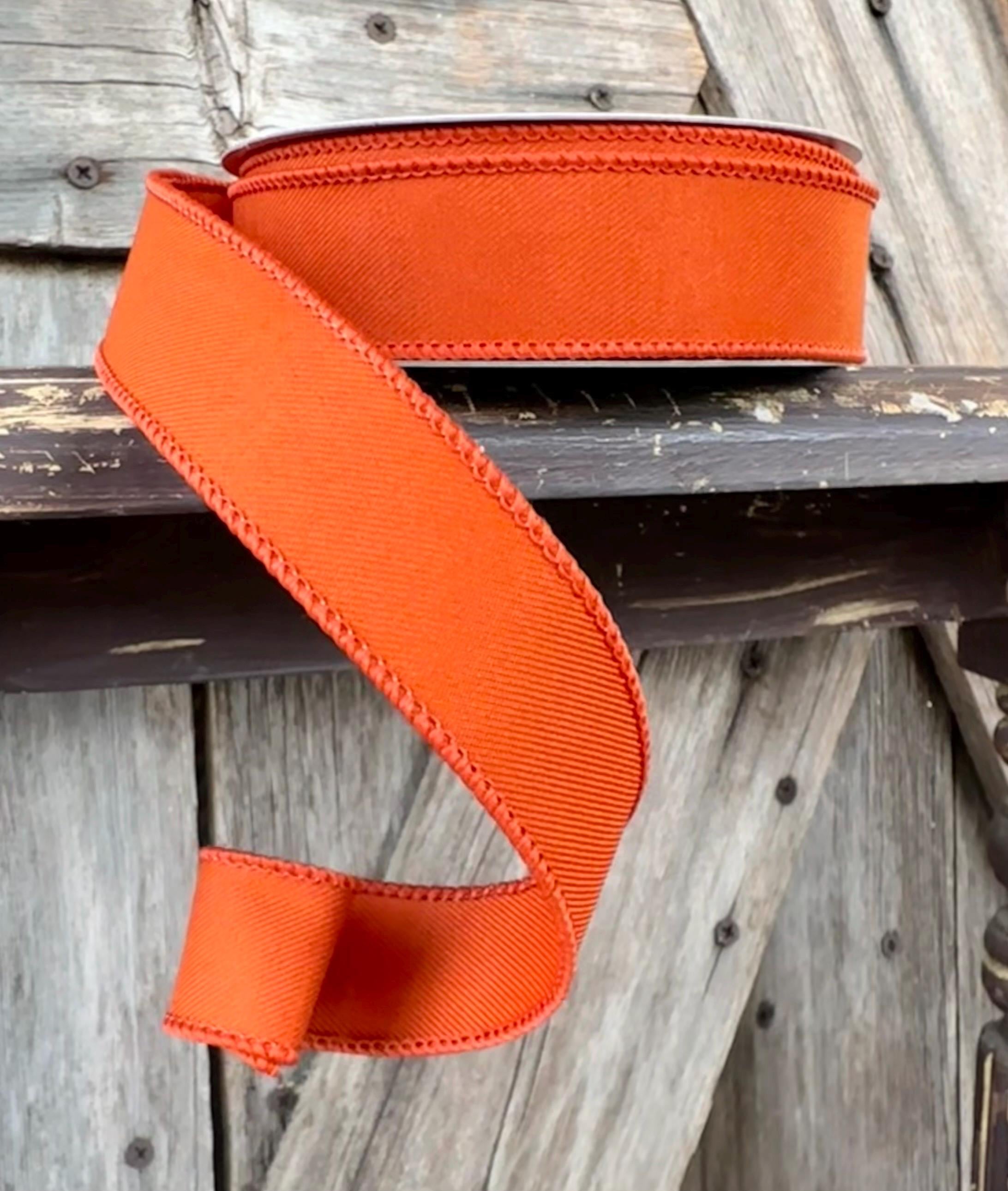 Autumn Orange Matte Wired Ribbon 7/8 Inch