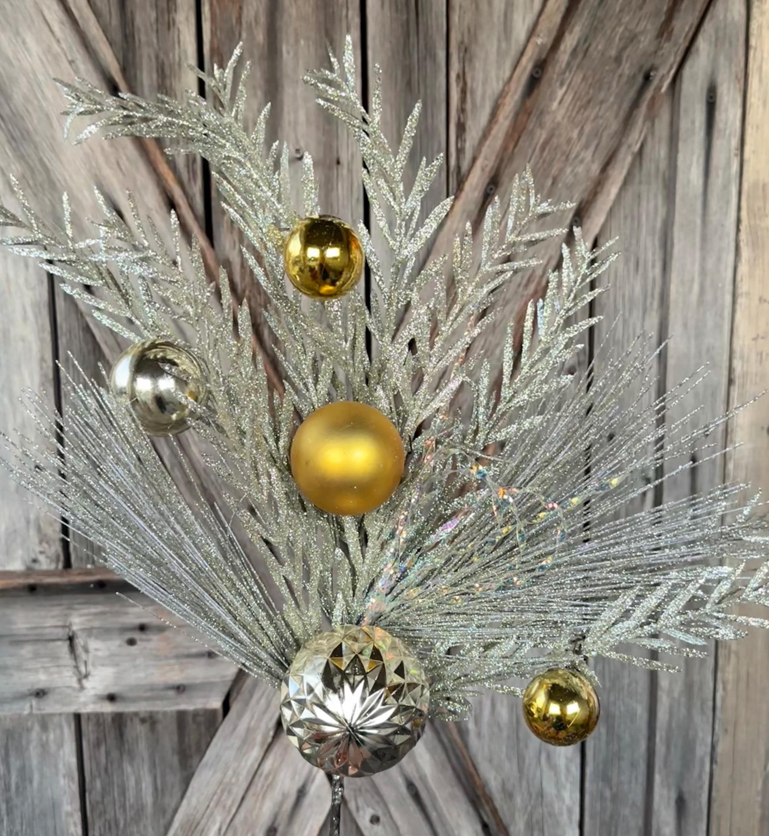 Gold Pine Ball Leaf Spray