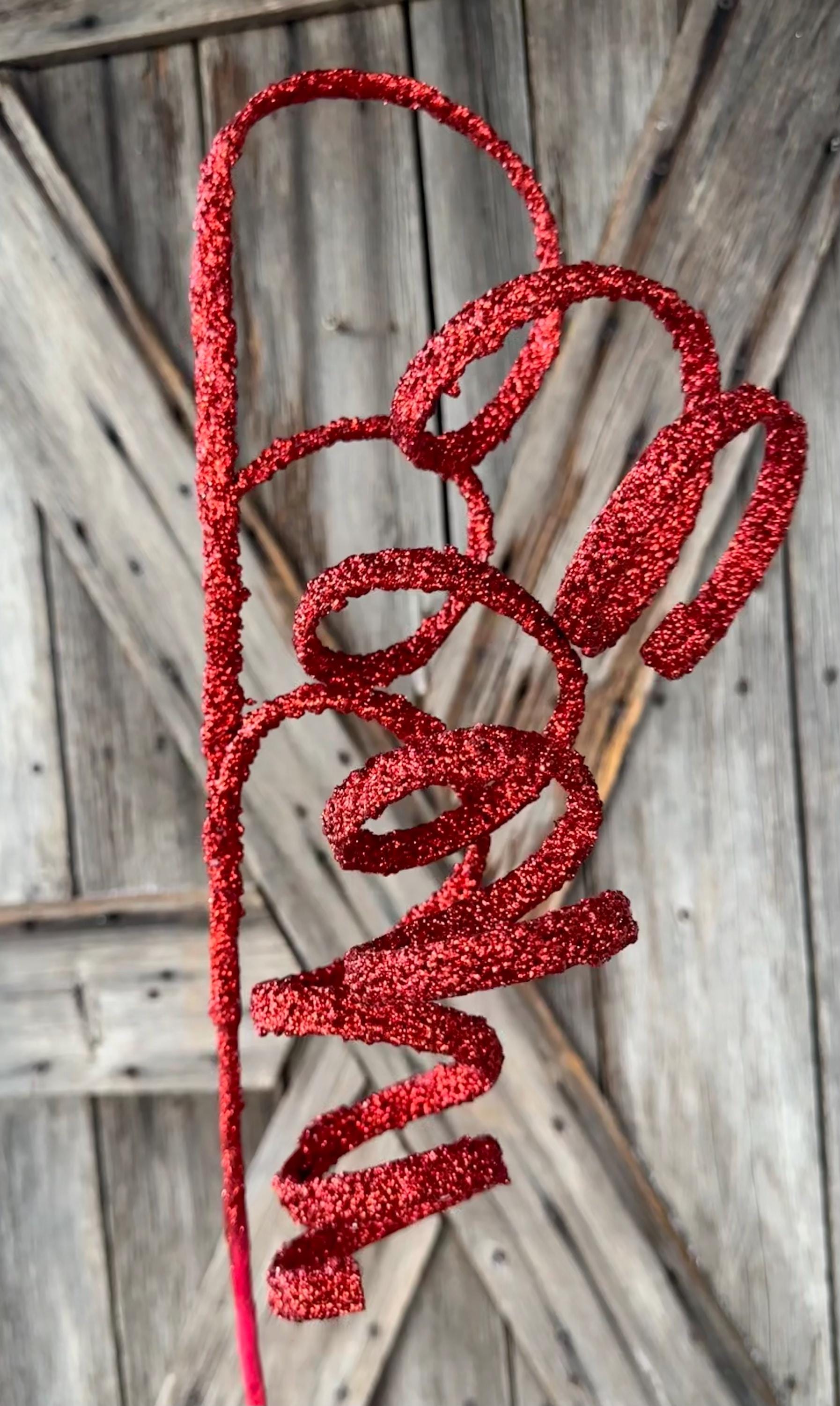 Red Ribbon Curly Spray