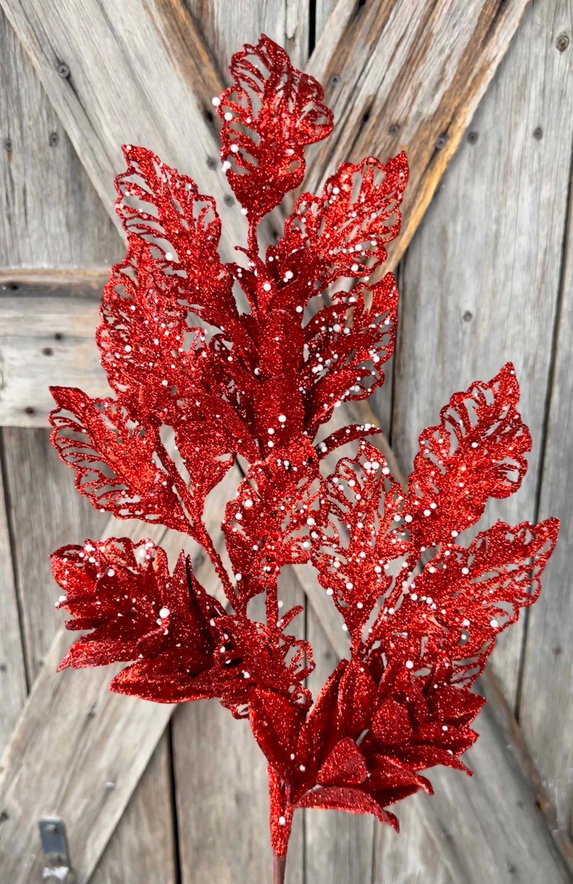 Red Holly Leaves Spray