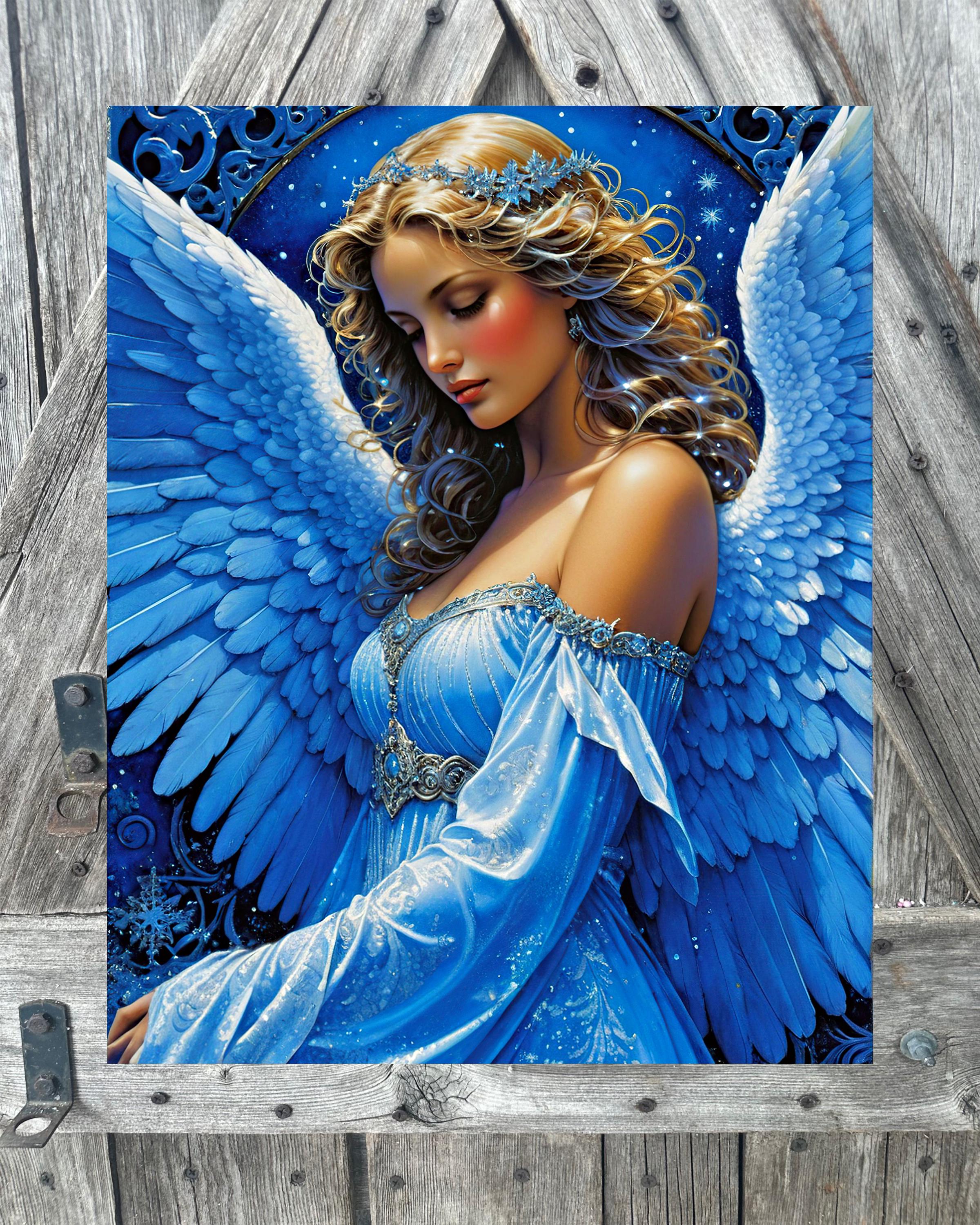 Blue Angel, Christmas Sign, Christmas Decor, Christmas Wall Art