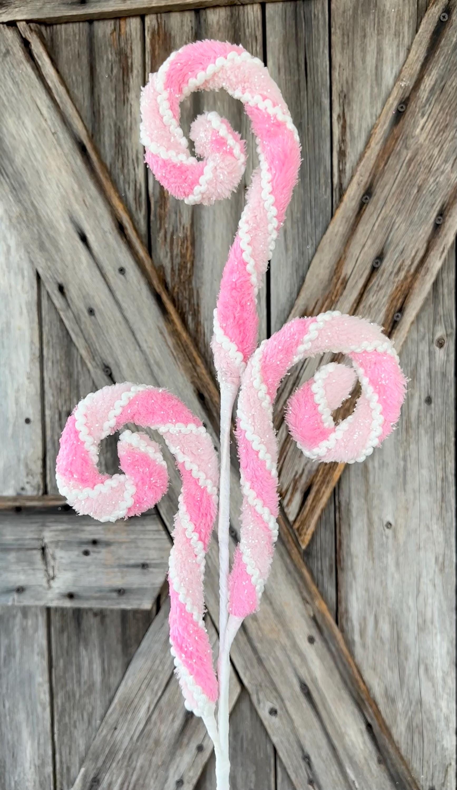 Pink White Curly Spray