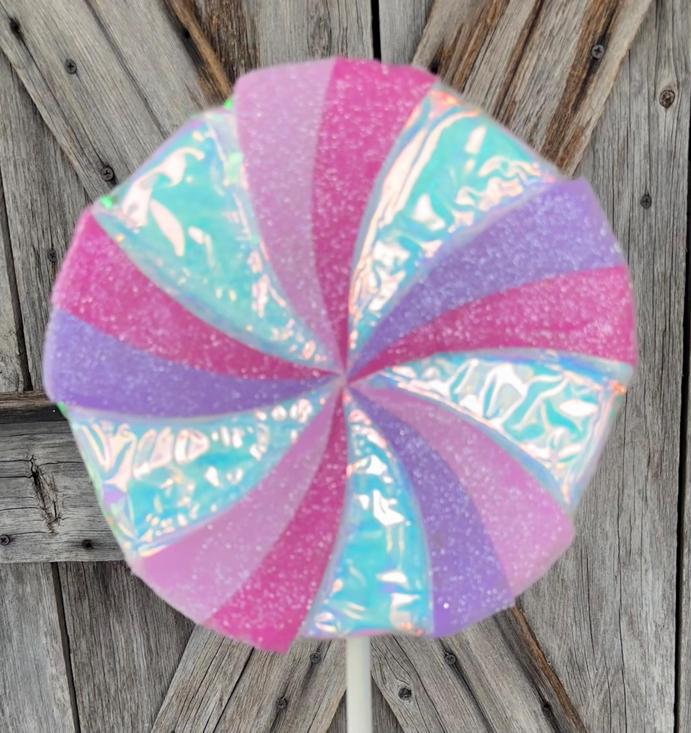 Iridescent Pink Lavender Lollipop, 9 Inches Across
