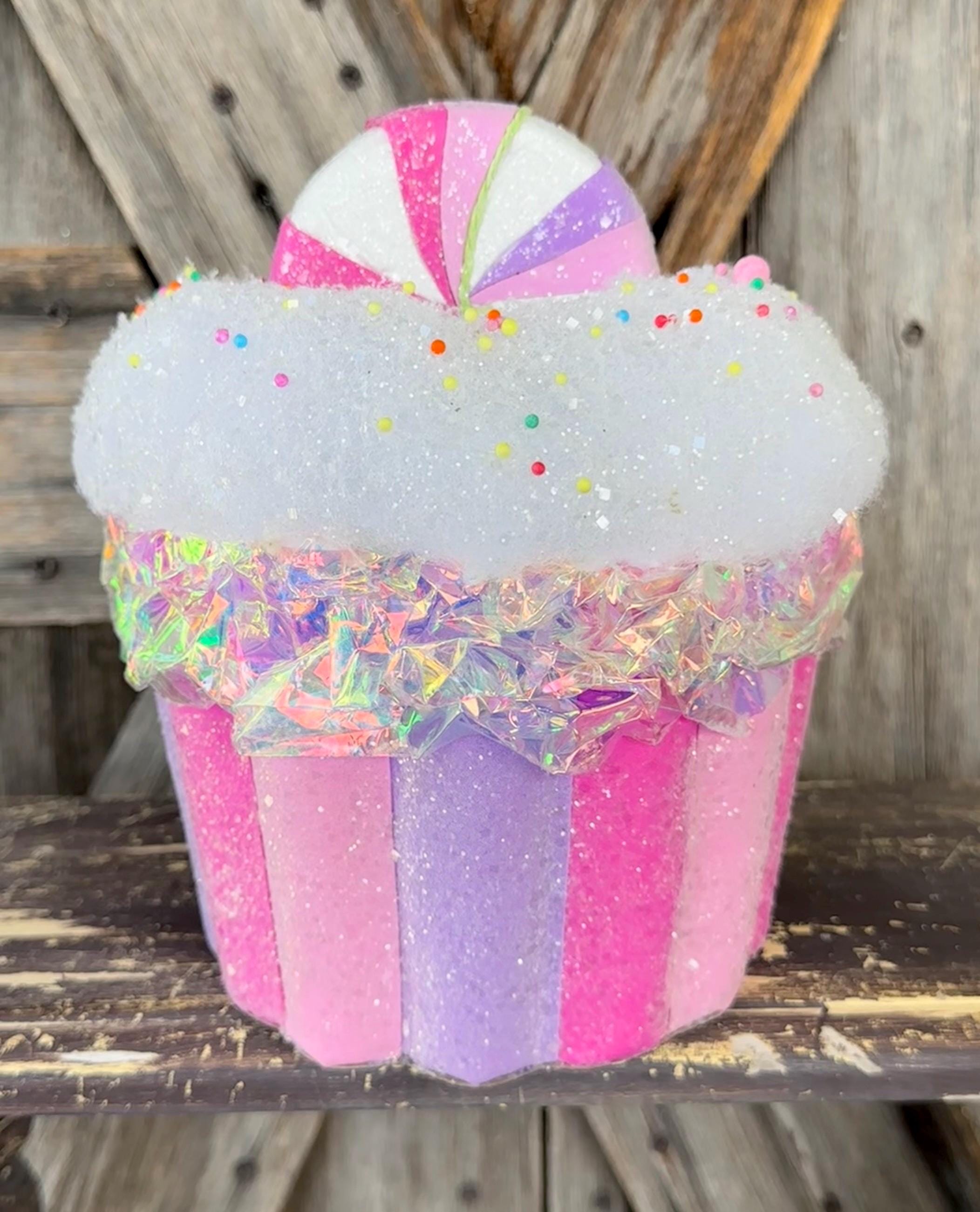 Iridescent Pink Lavender Cupcake, 9 Inches