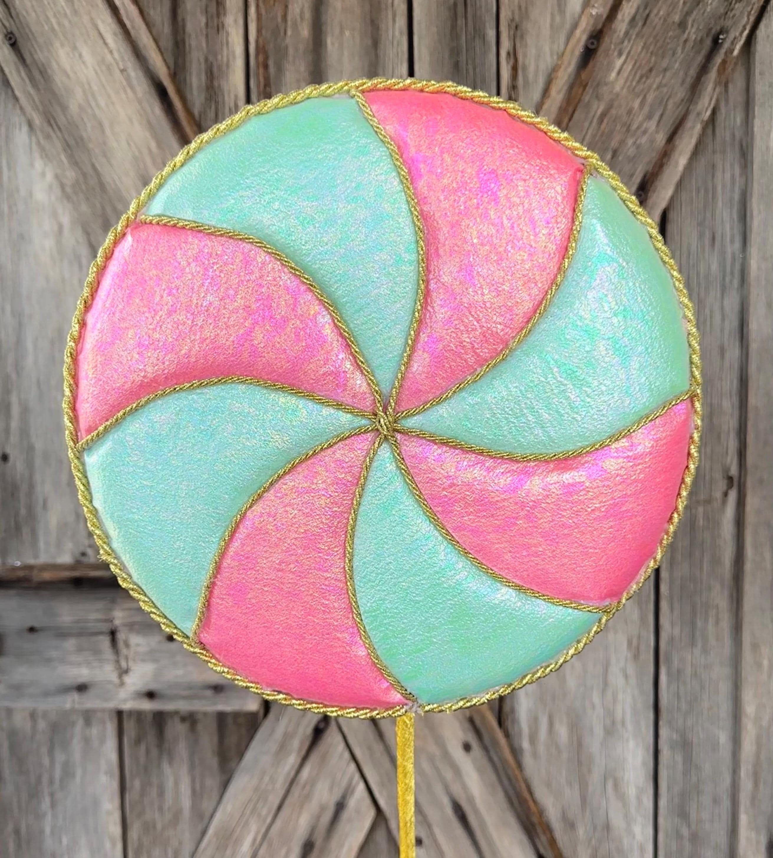Pink Mint Lollipop, 10 Inches Across