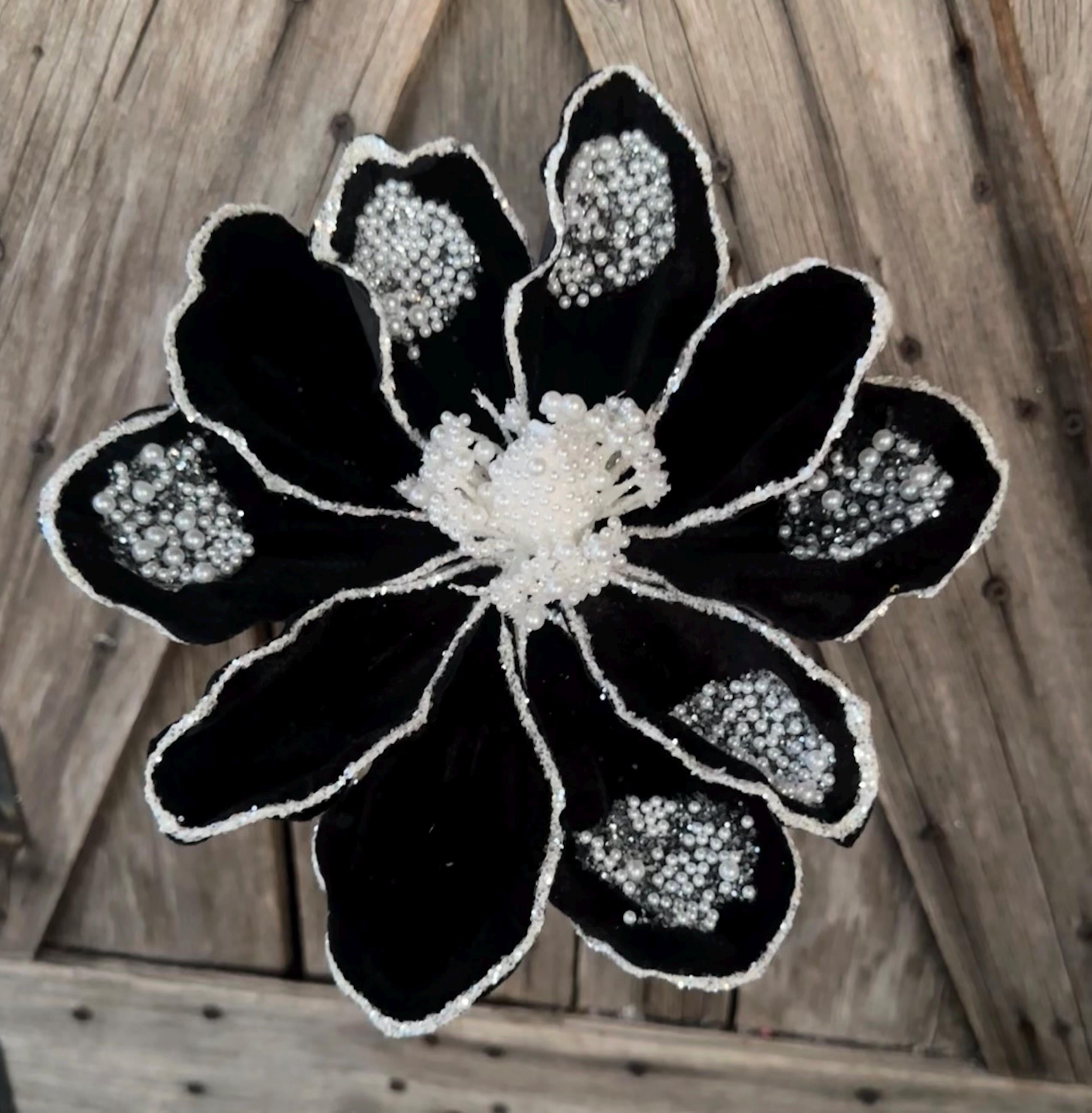 Black Velvet Pearl Magnolia Spray