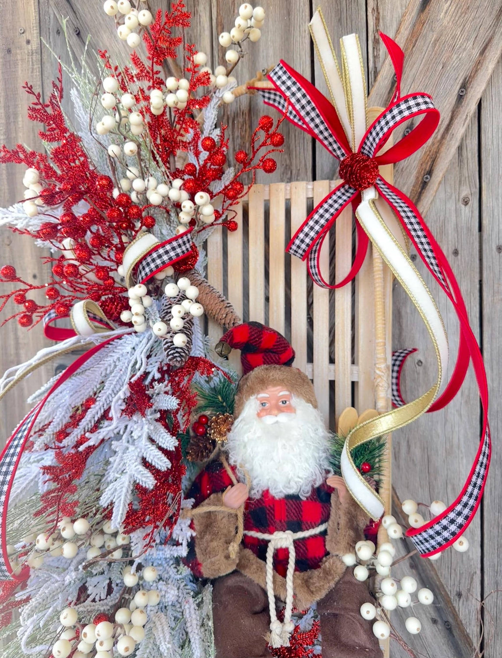 Santa Wreath, Traditional Christmas, Red White Christmas Decor, Classic Christmas, Christmas Wreath