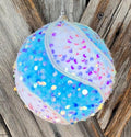 Blue White Sequin Swirl Ball 5 Inch Shatterproof