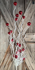 Red White Ball Twig Spray