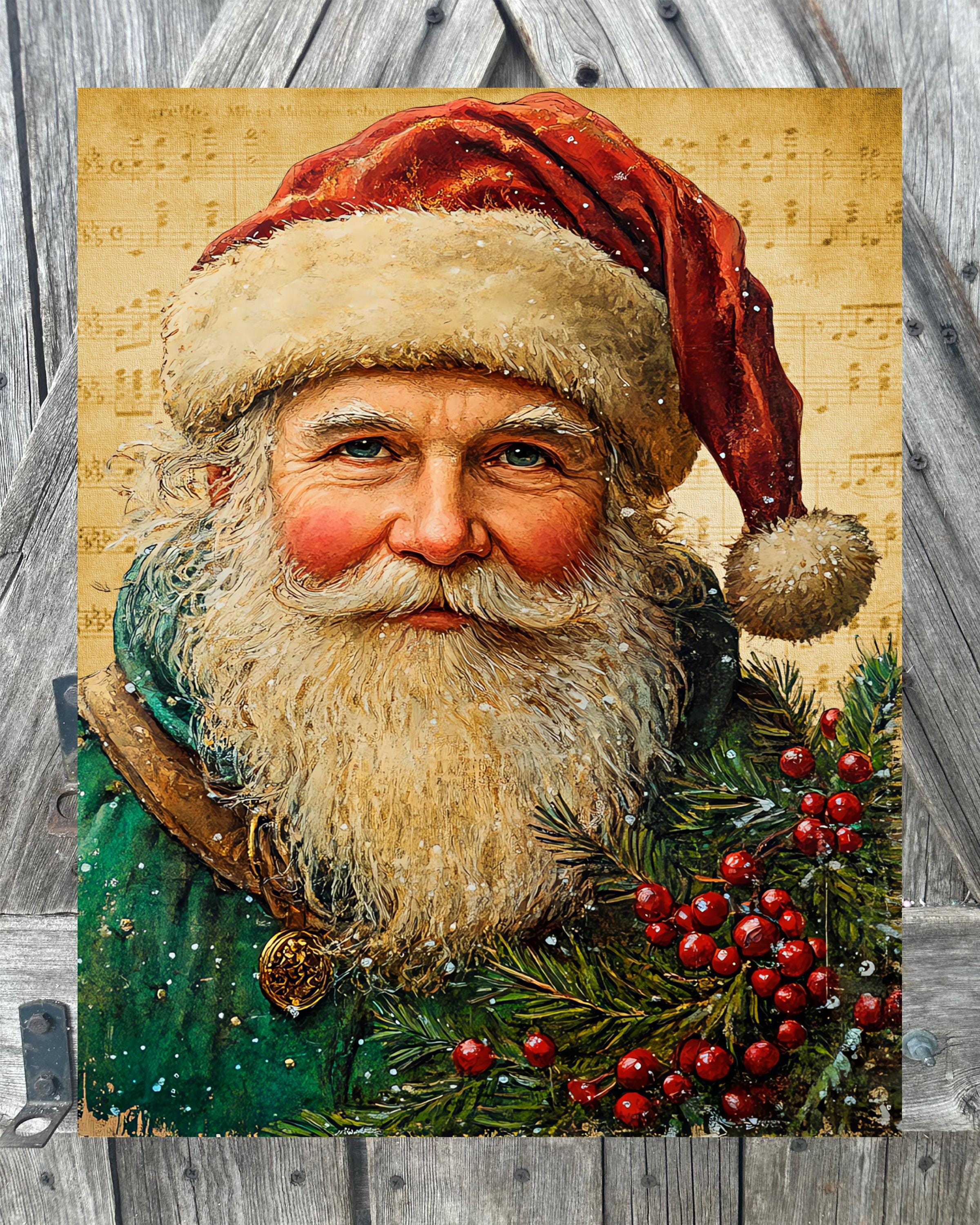 Rustic Santa, Christmas Sign, Christmas Decor, Christmas Wall Art