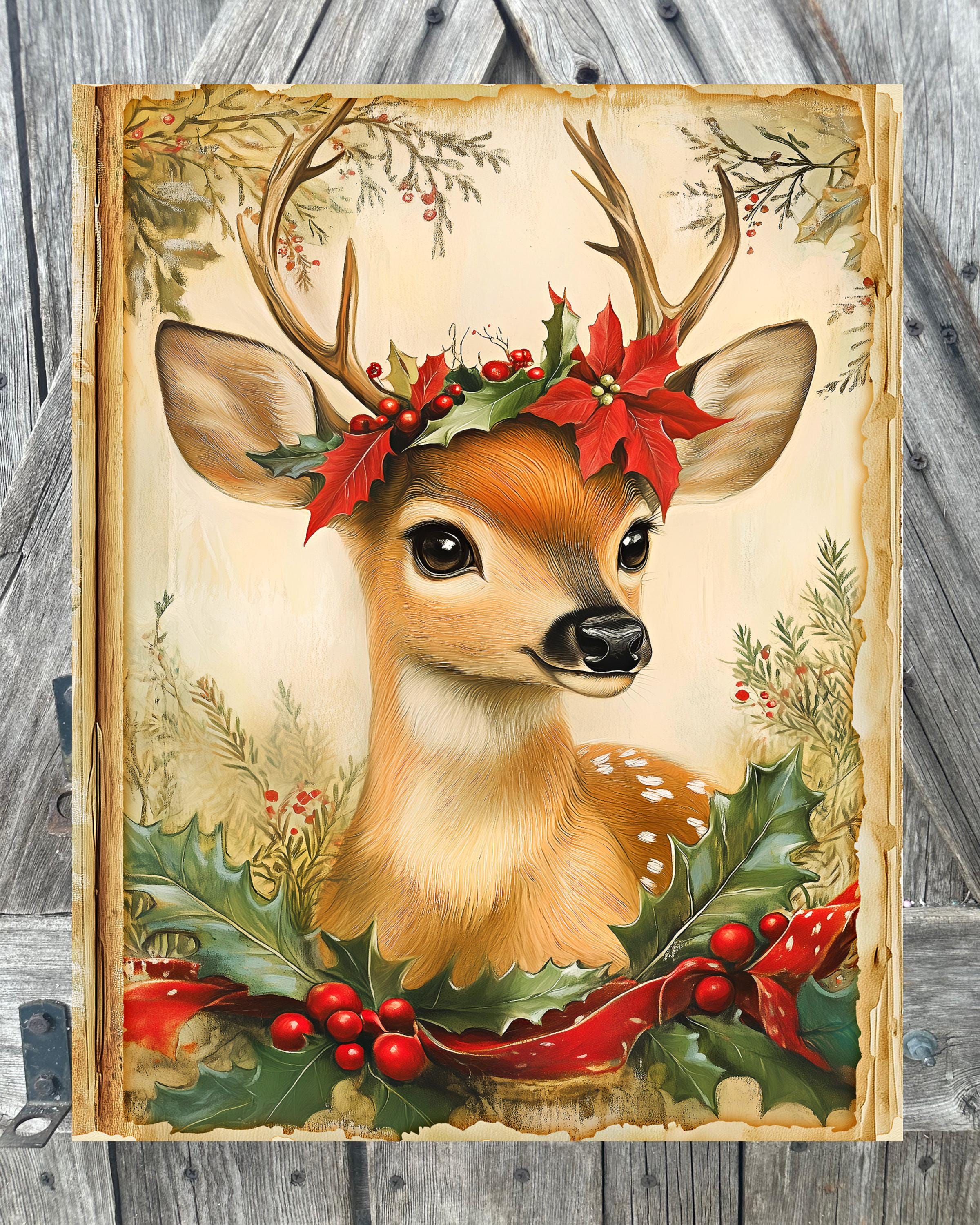 Classic Deer, Christmas Sign, Christmas Decor, Christmas Wall Art