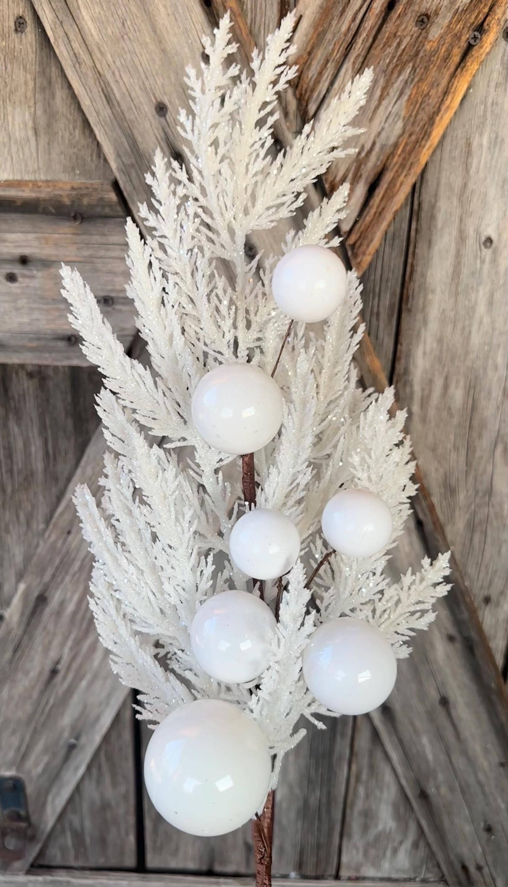 White Ornament Cedar Spray