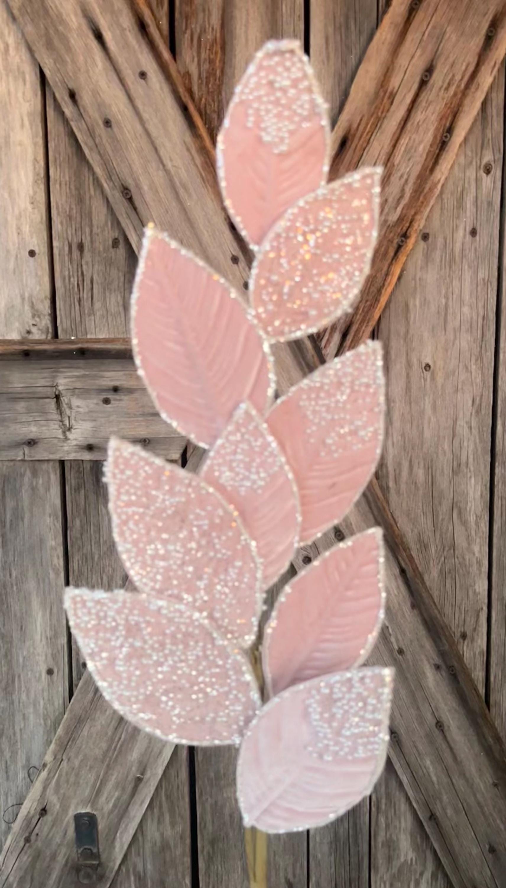 Pink Velvet Pearl Leaf Spray