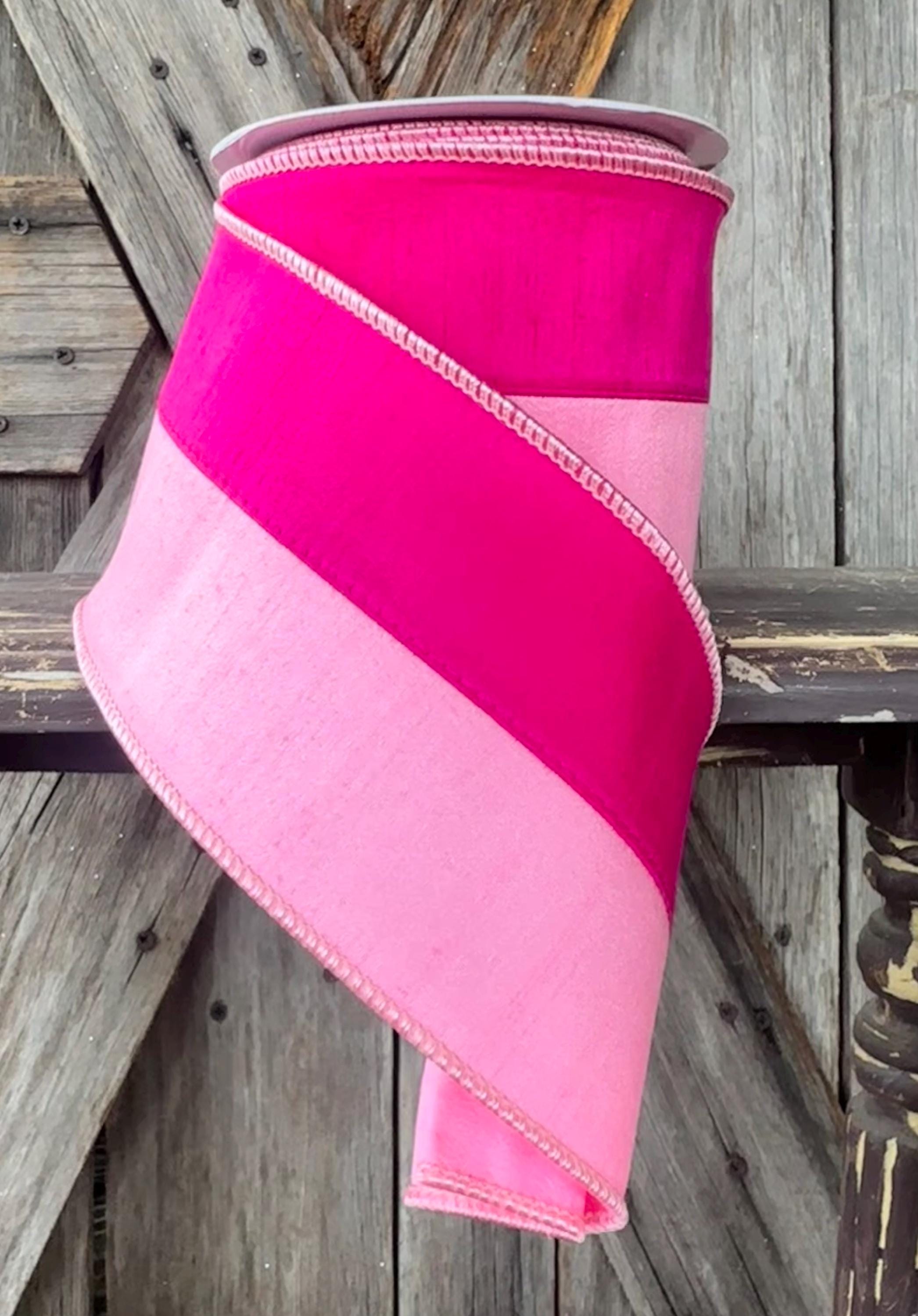 Two Tone Pink Wired Ribbon 4 Inch