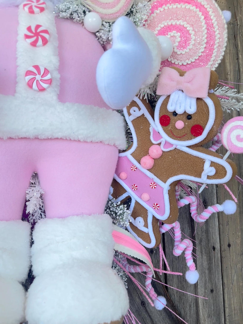 Pink Santa Wreath, Pink Christmas Wreath, Pink Christmas Front Door