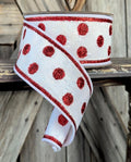 Red White Sparkling Dots Ribbon 2.5 Inch