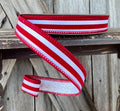 Red White Sugarstripe Wired Ribbon 7/8 Inch