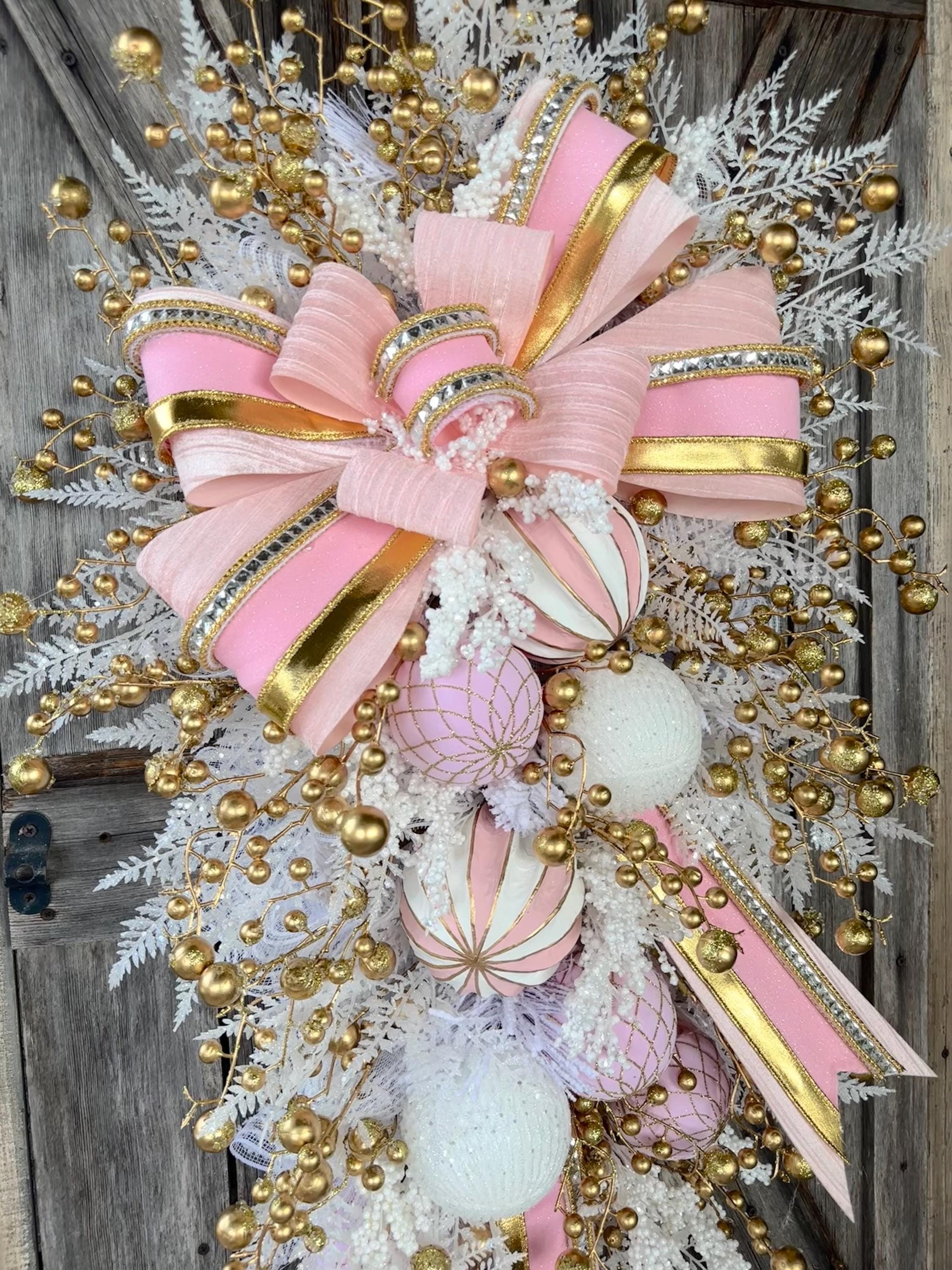 Pink Purple Christmas Decor, Pink Christmas, Christmas Swag, Christmas Wreath, Christmas Door Hanging, Holiday Swag