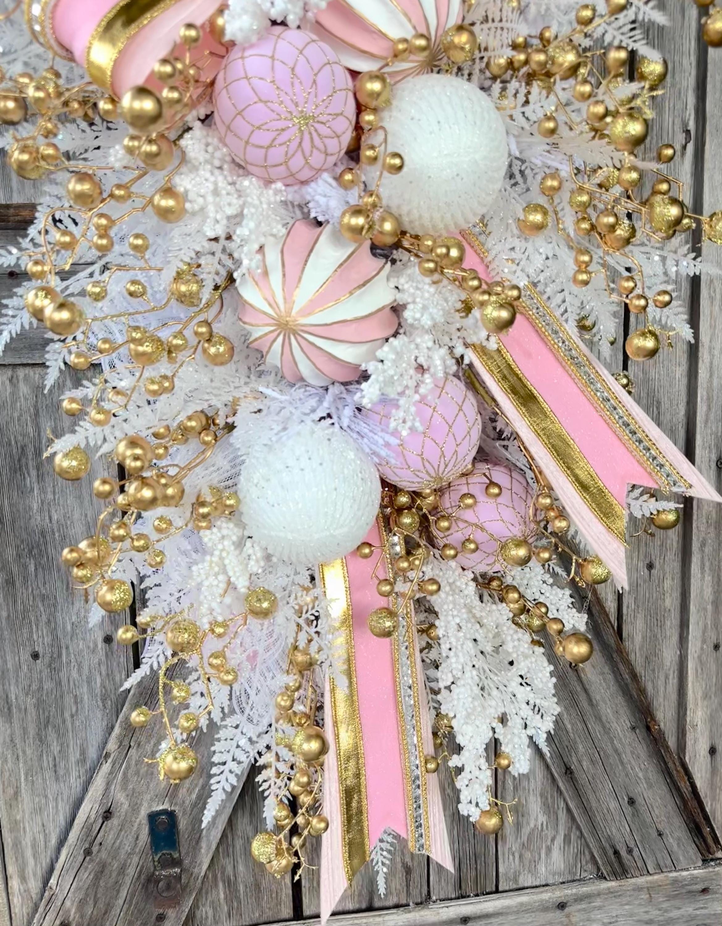 Pink Purple Christmas Decor, Pink Christmas, Christmas Swag, Christmas Wreath, Christmas Door Hanging, Holiday Swag