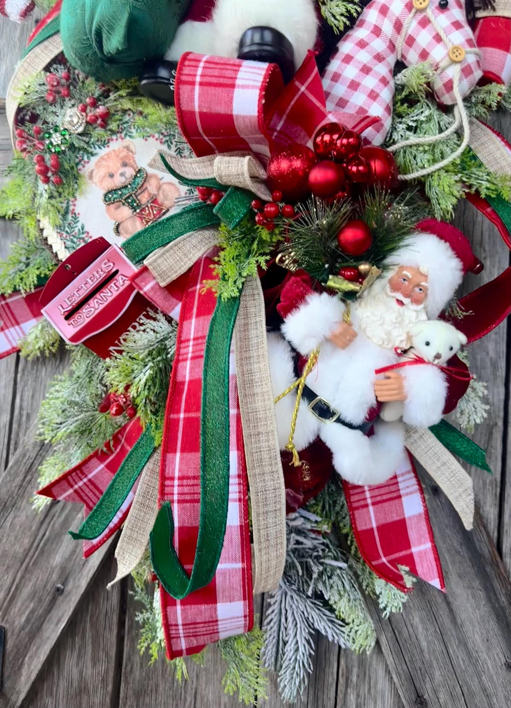 Santa Christmas Decor, Santa Wreath, Christmas Wreath, Christmas Door Hanging, Holiday Swag
