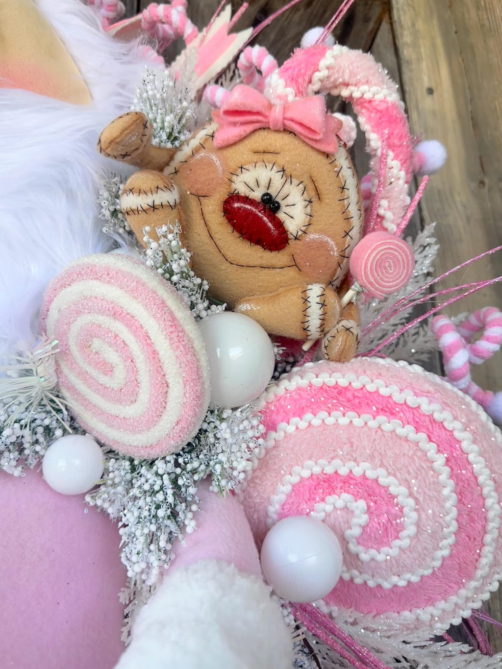 Pink Santa Wreath, Pink Christmas Wreath, Pink Christmas Front Door