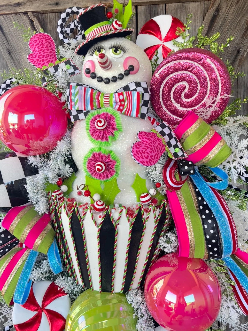 Snowman Wreath, Christmas Wreath, Holiday Wreath, Colorful Christmas Wreath, Whimsical Christmas