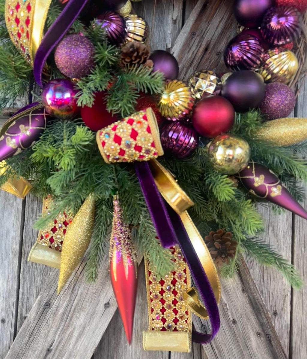 Jeweled Christmas Decor, Colorful Christmas, Christmas Wreath, Christmas Door Hanging