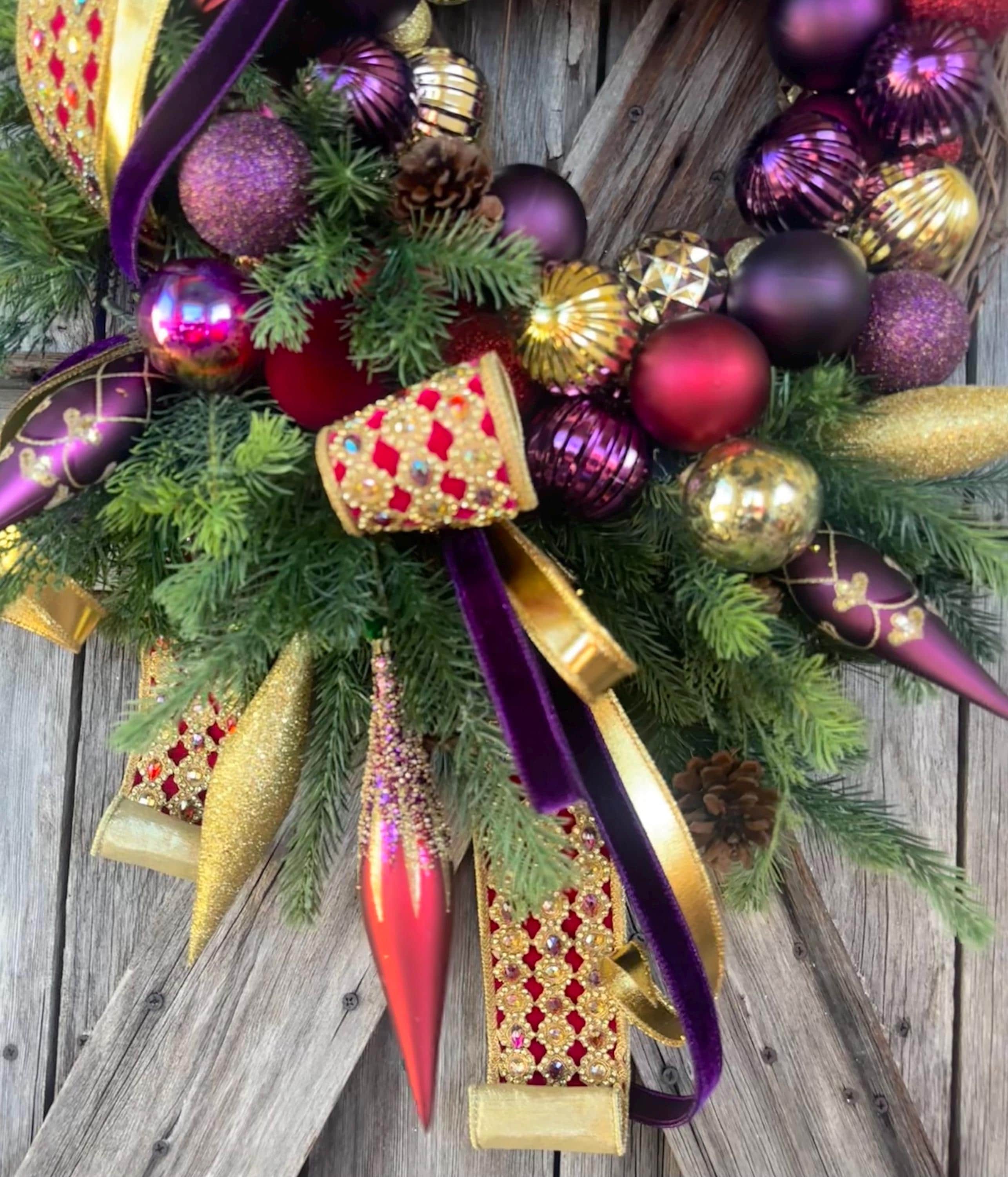 Jeweled Christmas Decor, Colorful Christmas, Christmas Wreath, Christmas Door Hanging