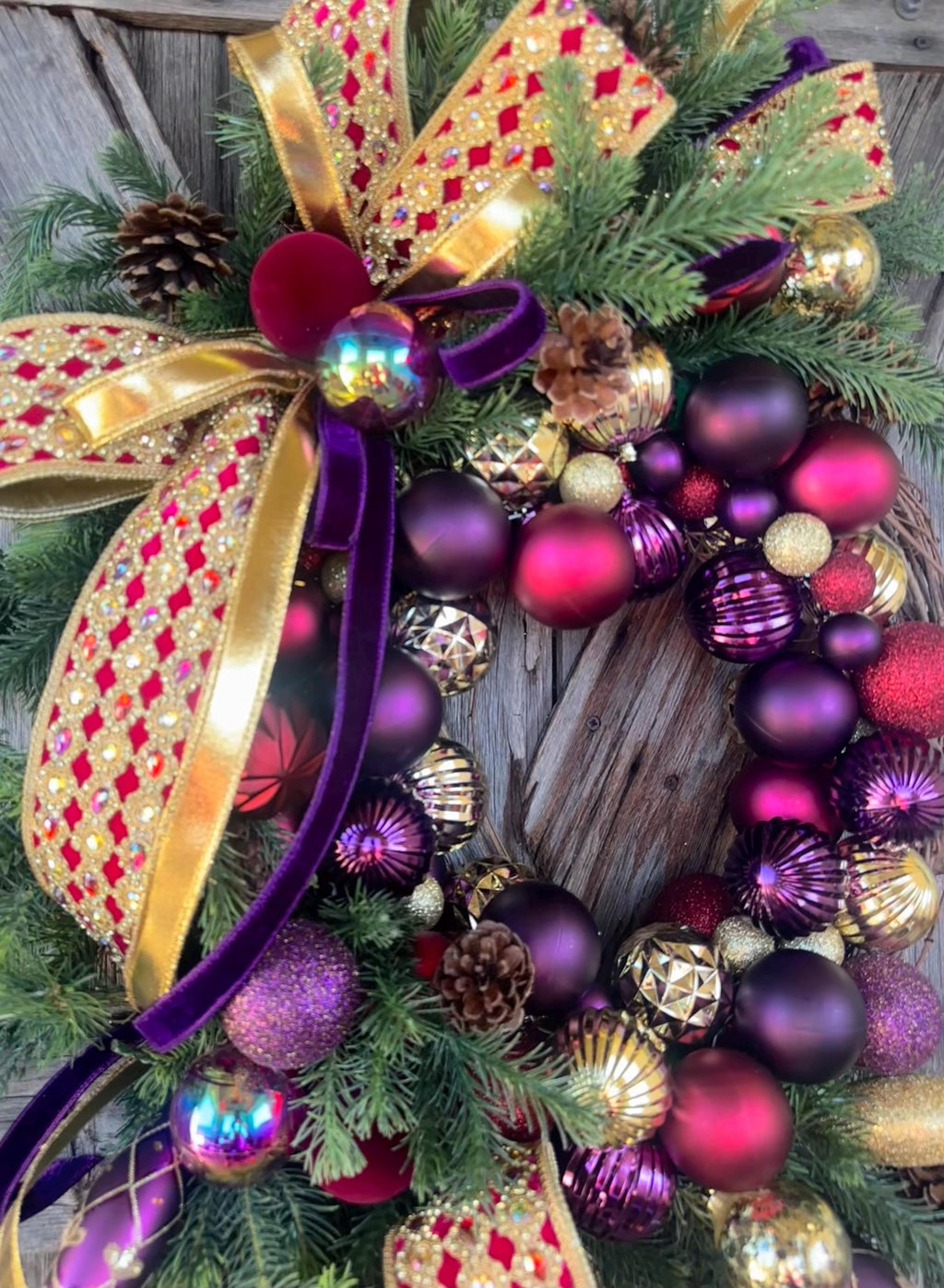 Jeweled Christmas Decor, Colorful Christmas, Christmas Wreath, Christmas Door Hanging