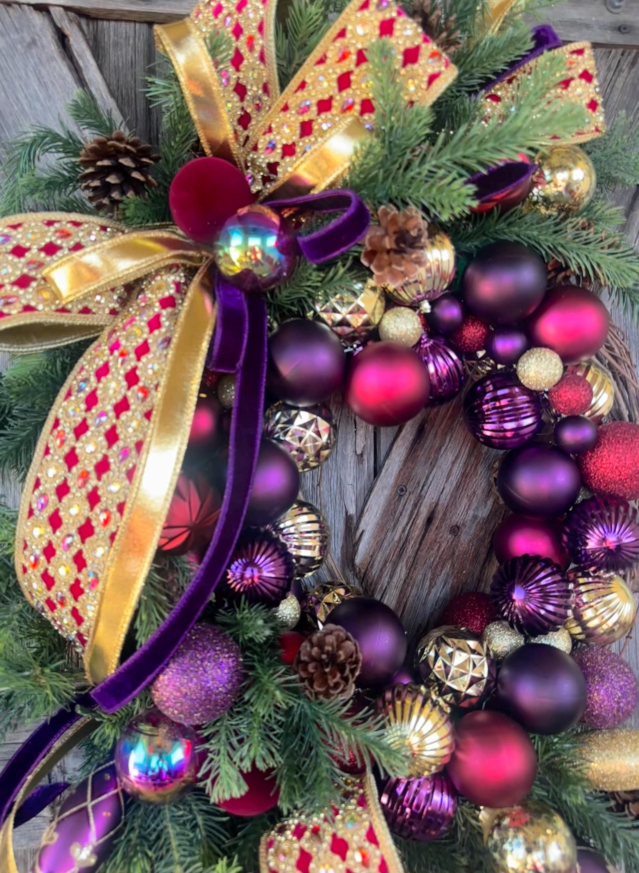 Jeweled Christmas Decor, Colorful Christmas, Christmas Wreath, Christmas Door Hanging