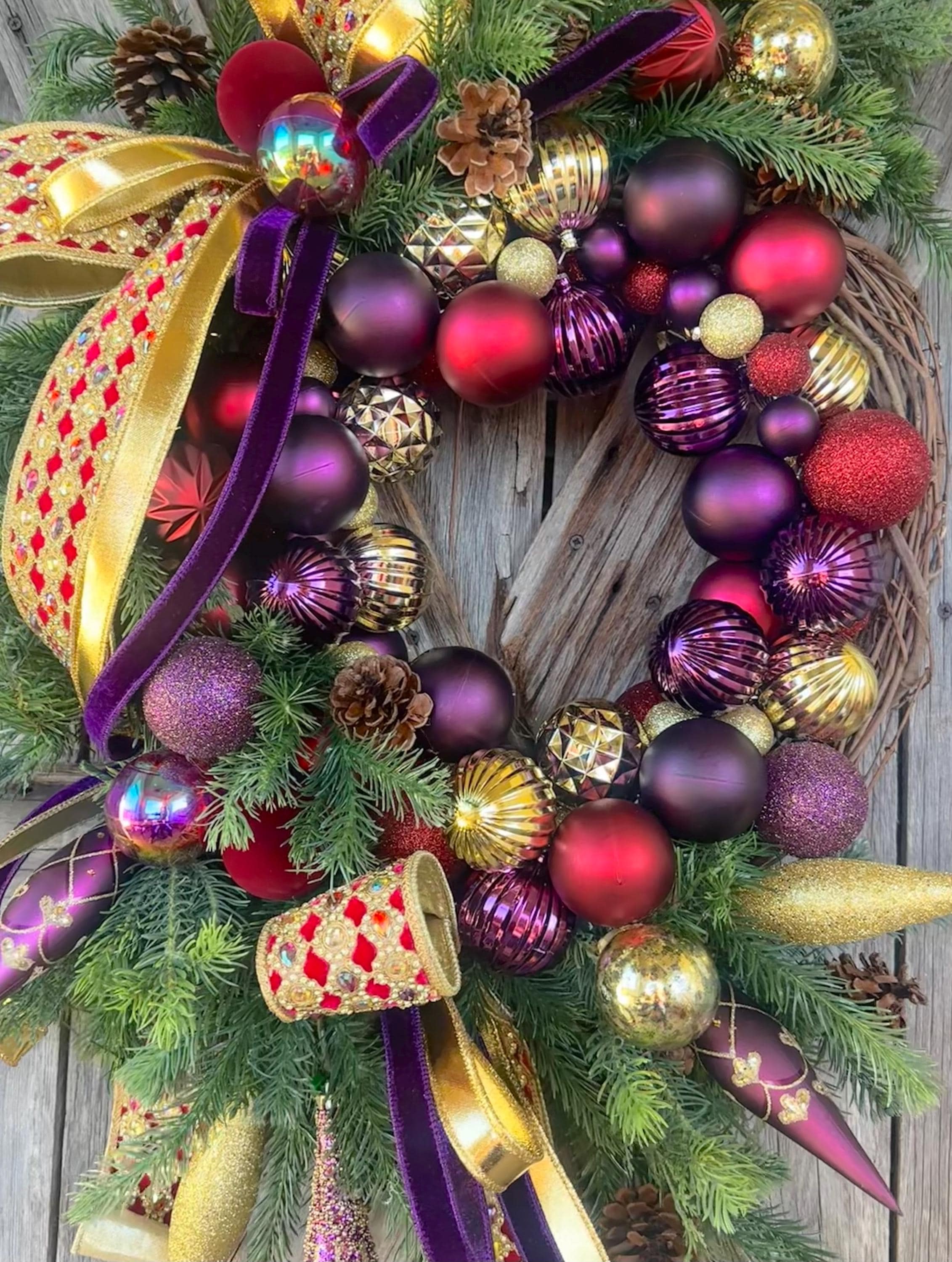 Jeweled Christmas Decor, Colorful Christmas, Christmas Wreath, Christmas Door Hanging