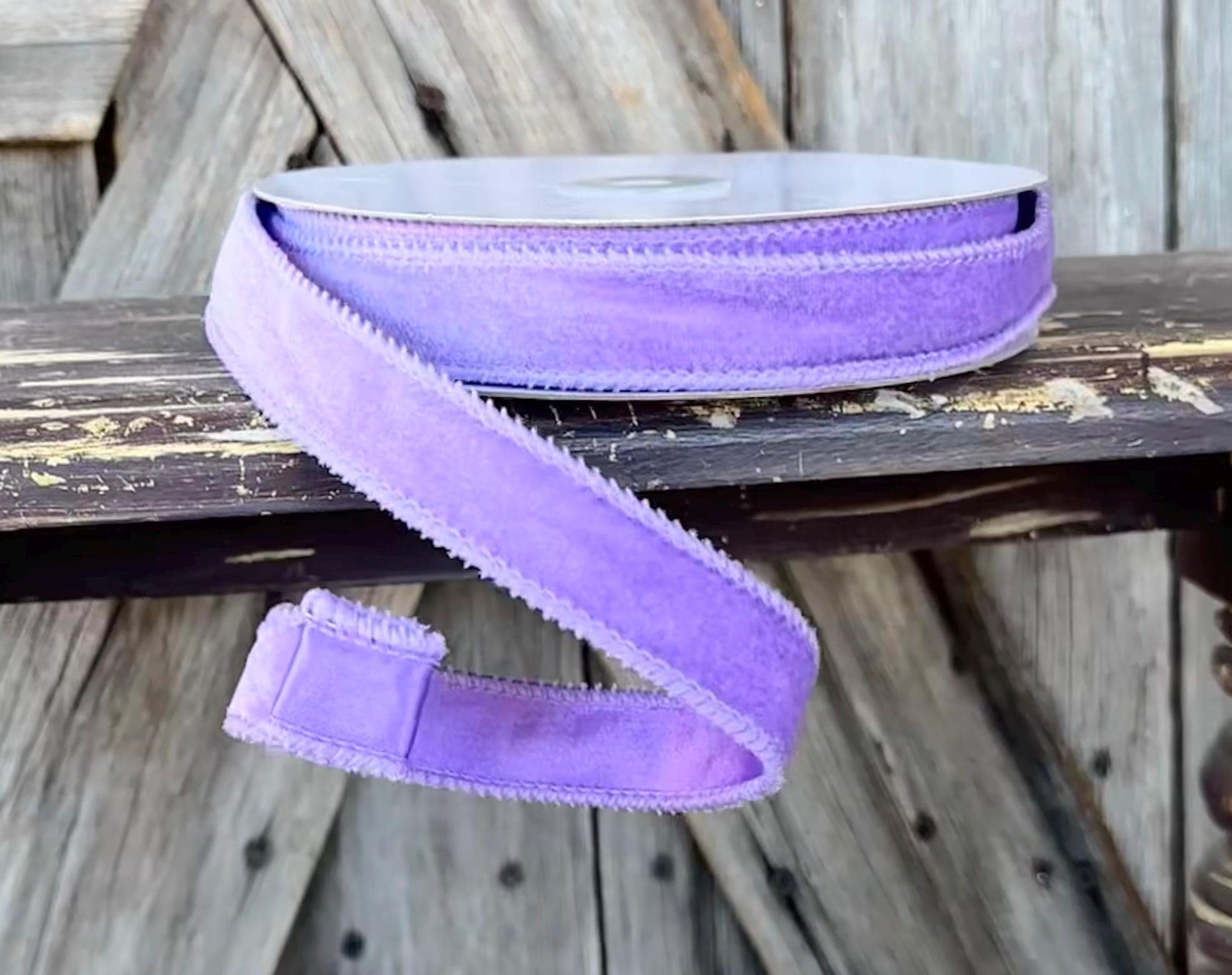 Lavender Velvet, Satin Backing Wired Ribbon 7/8 Inch