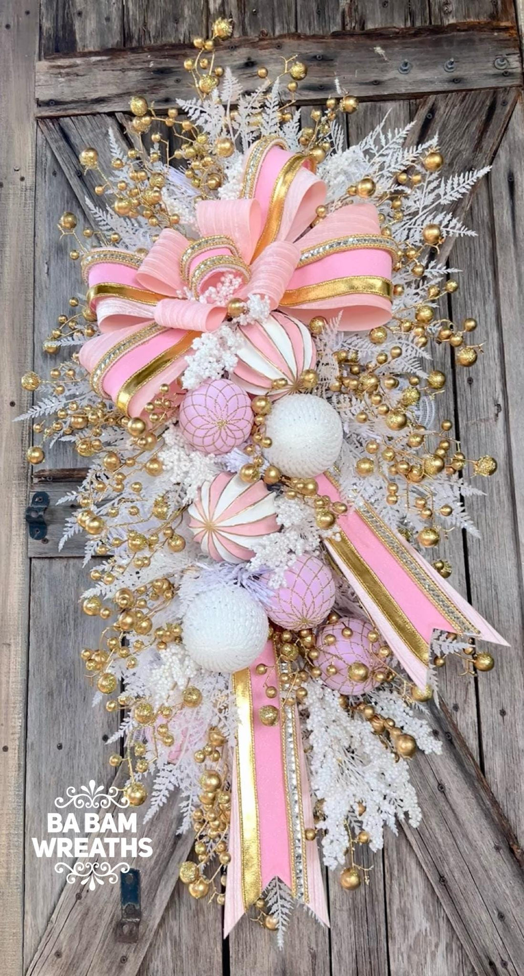 Pink Purple Christmas Decor, Pink Christmas, Christmas Swag, Christmas Wreath, Christmas Door Hanging, Holiday Swag