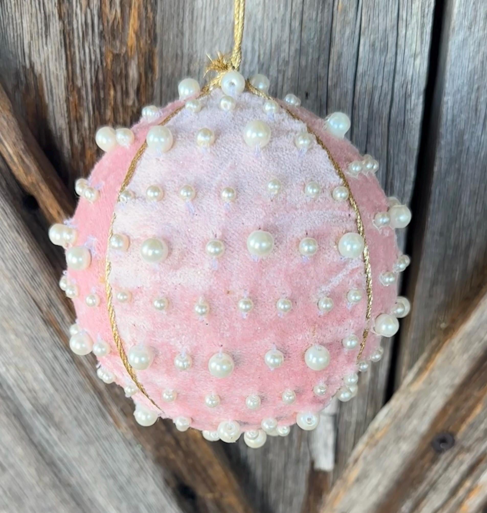 Velvet with Pearl Pink 3.5 Inch Shatterproof Ornament