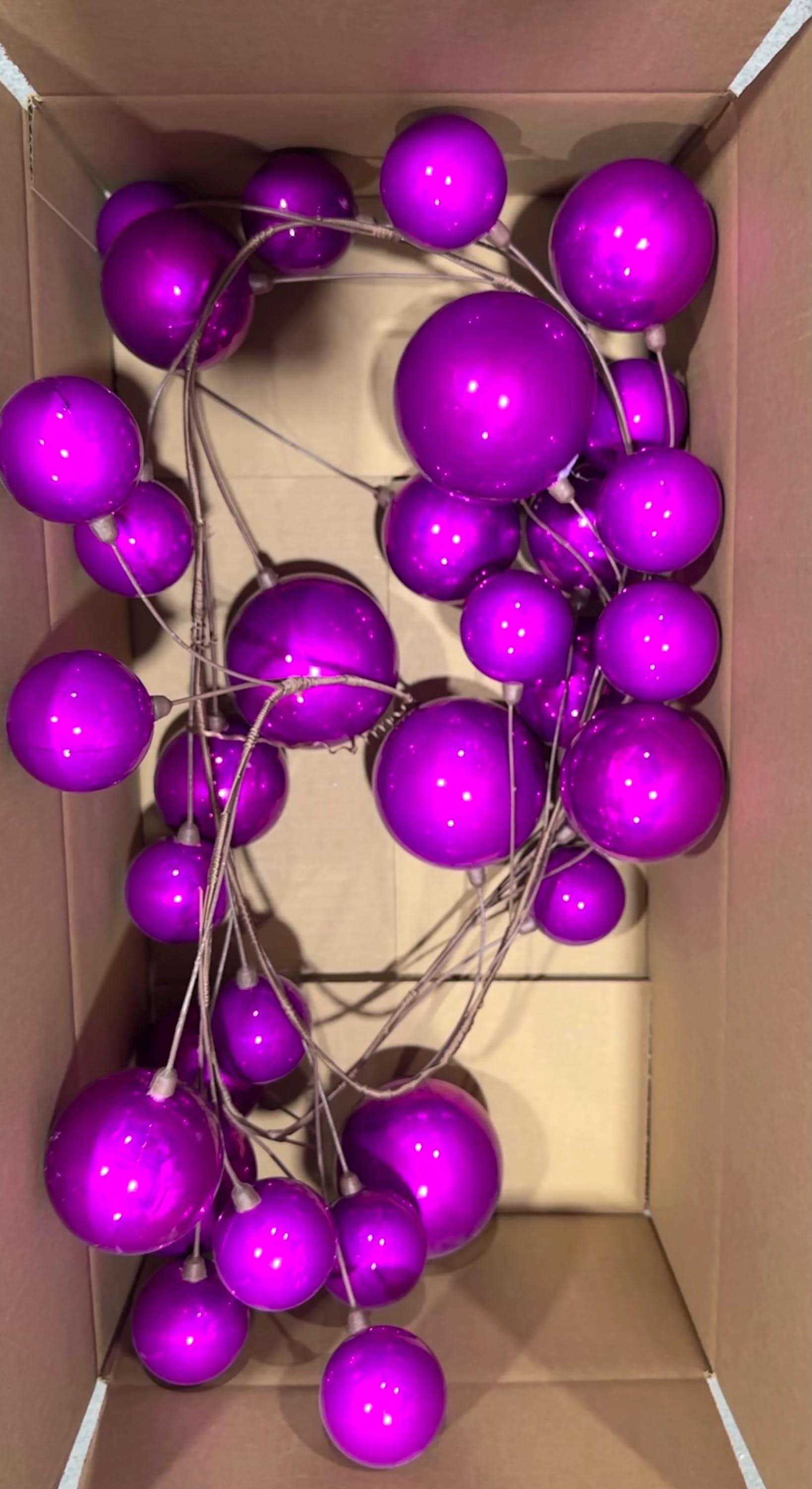 Box of Vickerman Pearlized Garland Partial around 6 foot ~ Fushia~  Used, Warehouse Sale