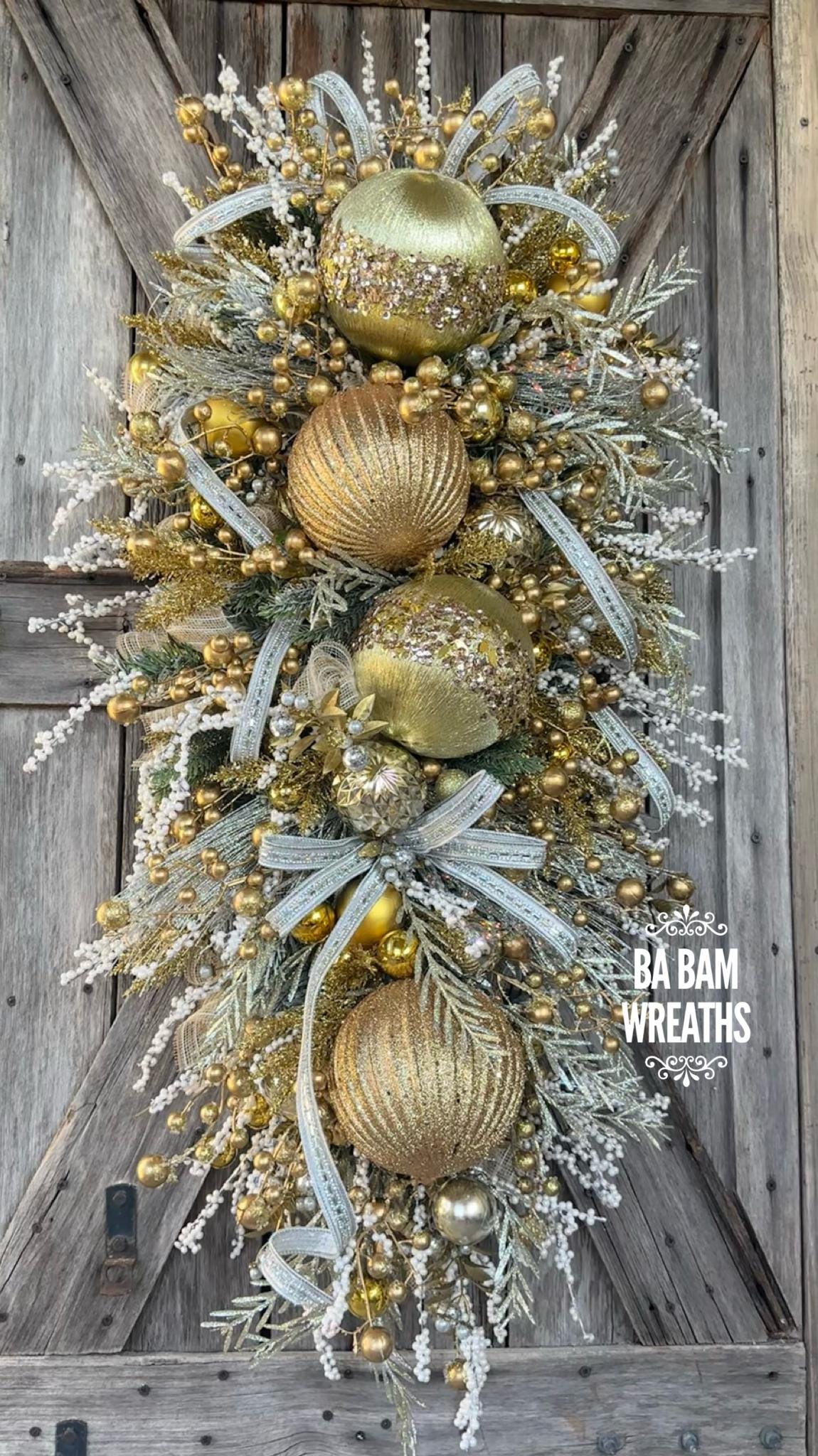 Gold Christmas Decor, Metallic Christmas, Christmas Swag, Christmas Wreath, Christmas Door Hanging, Holiday Swag