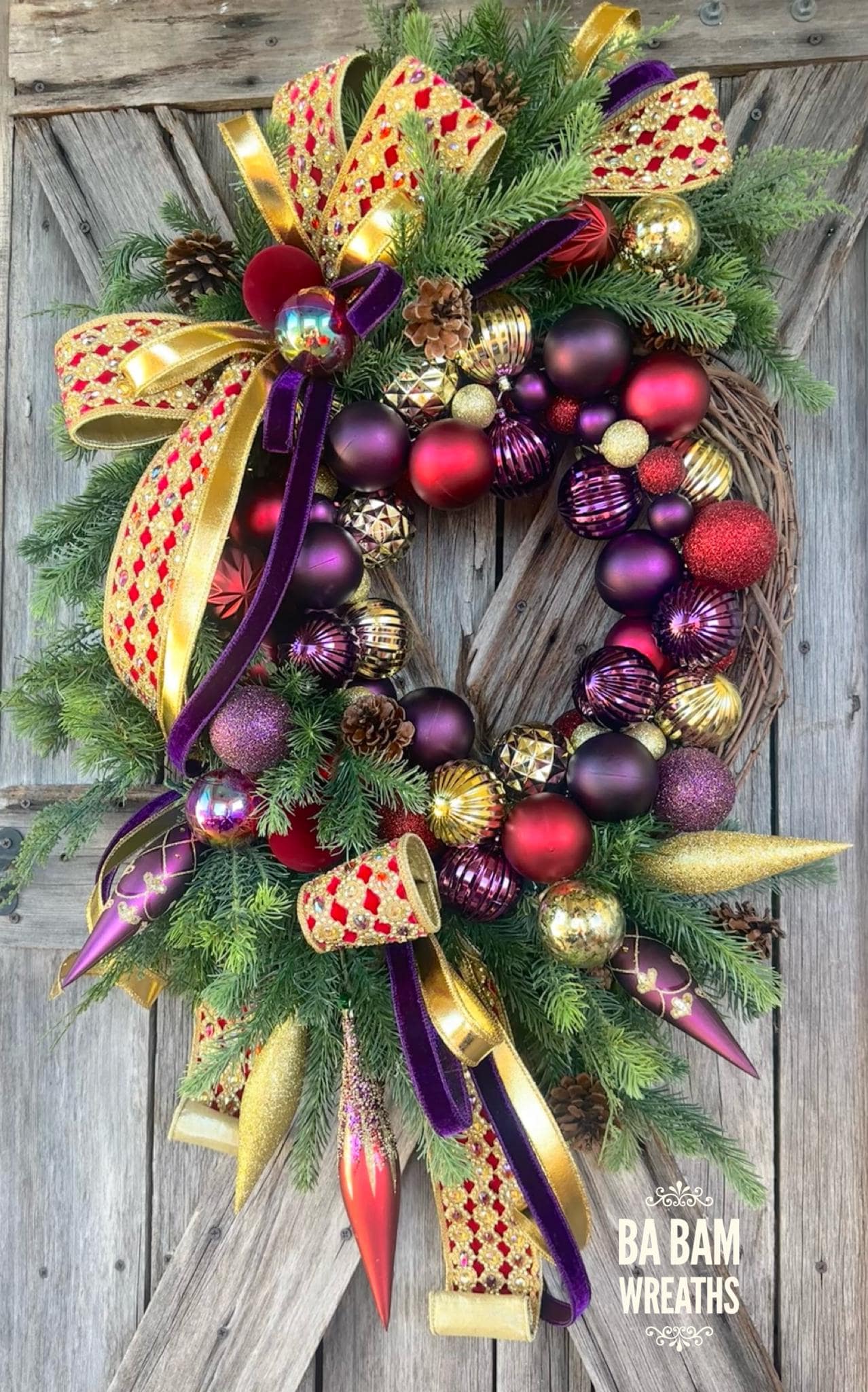 Jeweled Christmas Decor, Colorful Christmas, Christmas Wreath, Christmas Door Hanging